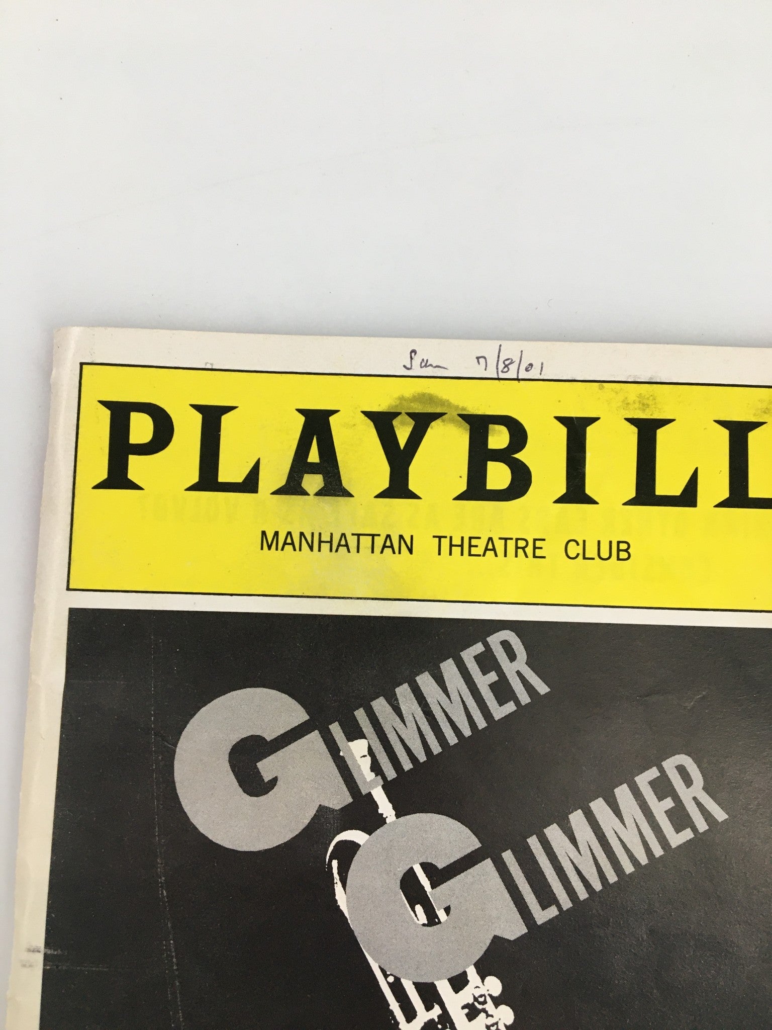 2001 Playbill Manhattan Theatre Club Scot Cohen in Glimmer, Glimmer and Shine