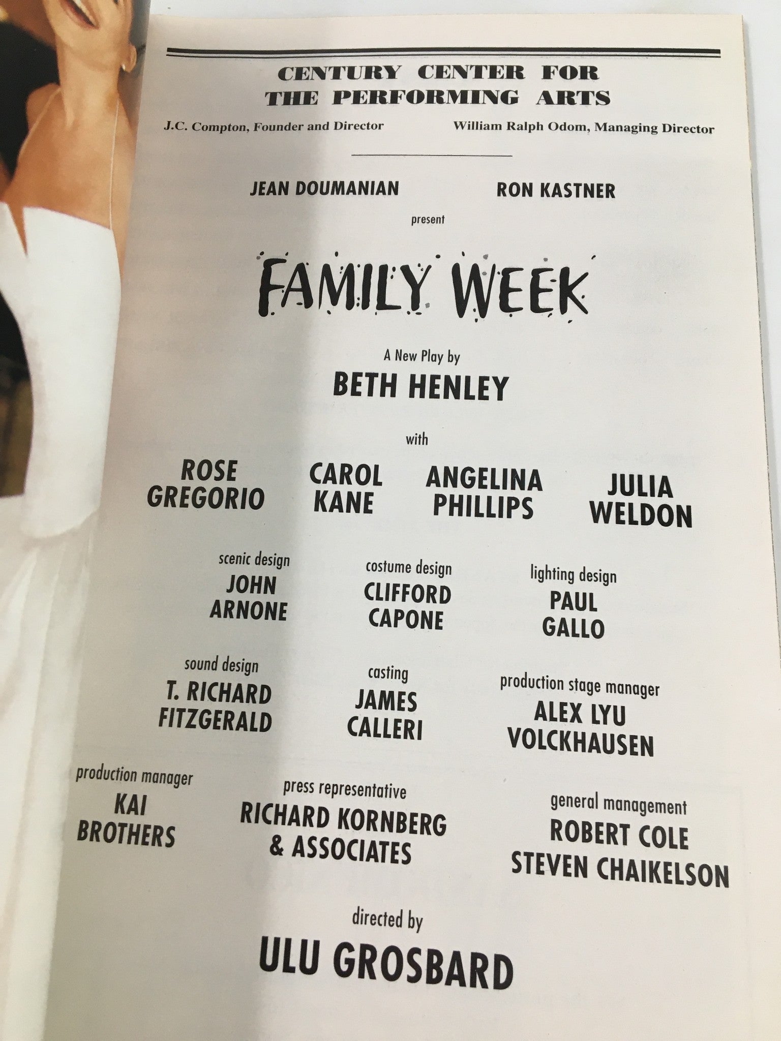 2000 Playbill Century Center for Performing Arts Carol Kane in Family Week