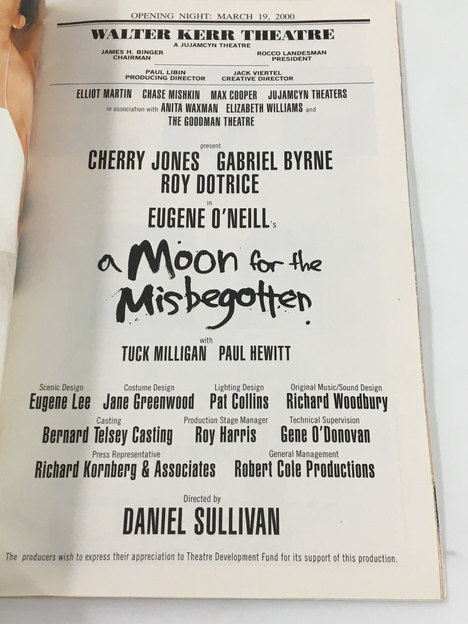 2000 Playbill Walter Kerr Theatre Cherry Jones in A Moon for the Misbegotten