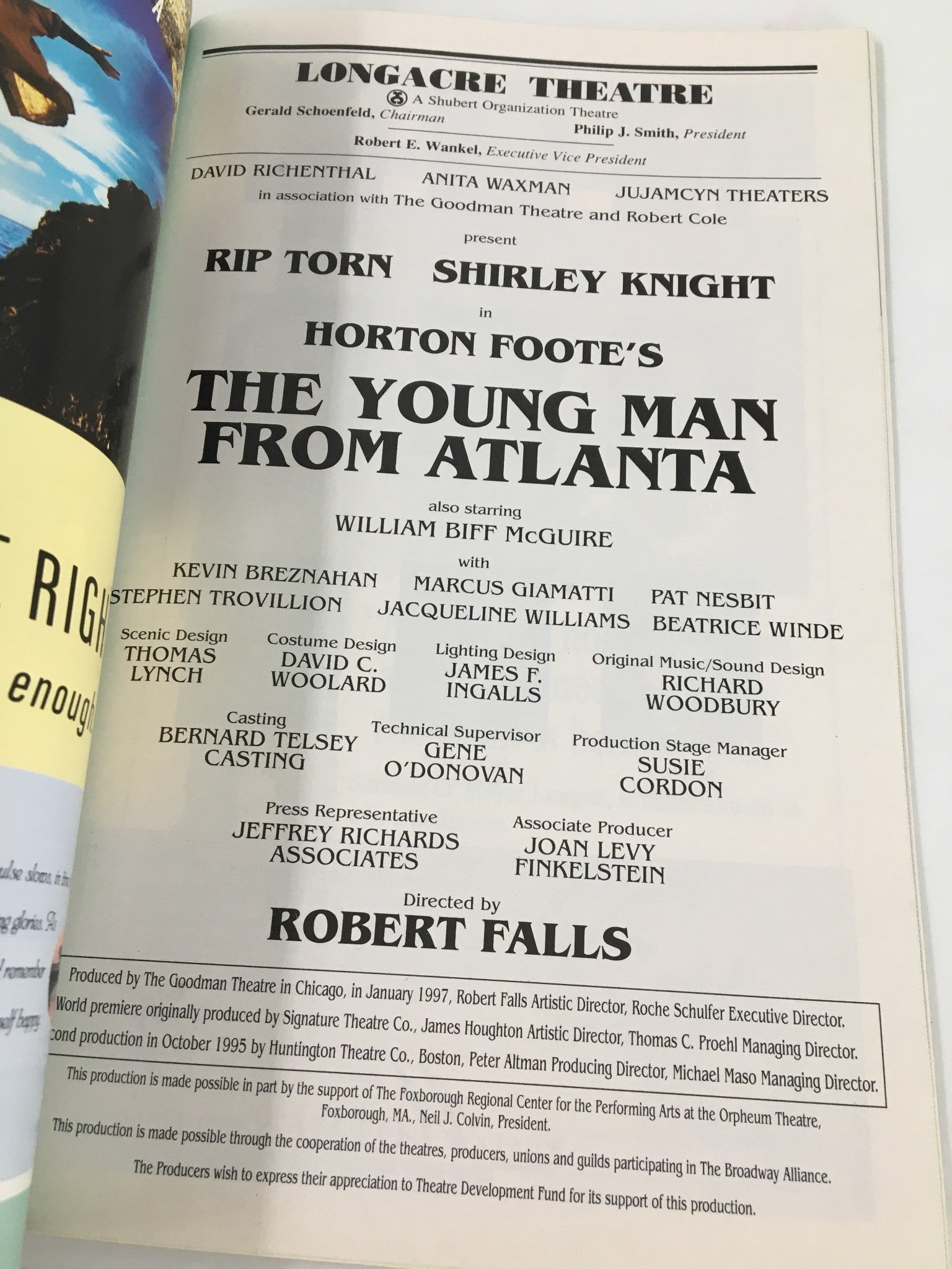 1997 Playbill Longacre Theatre Rip Torn in The Young Man From Atlanta