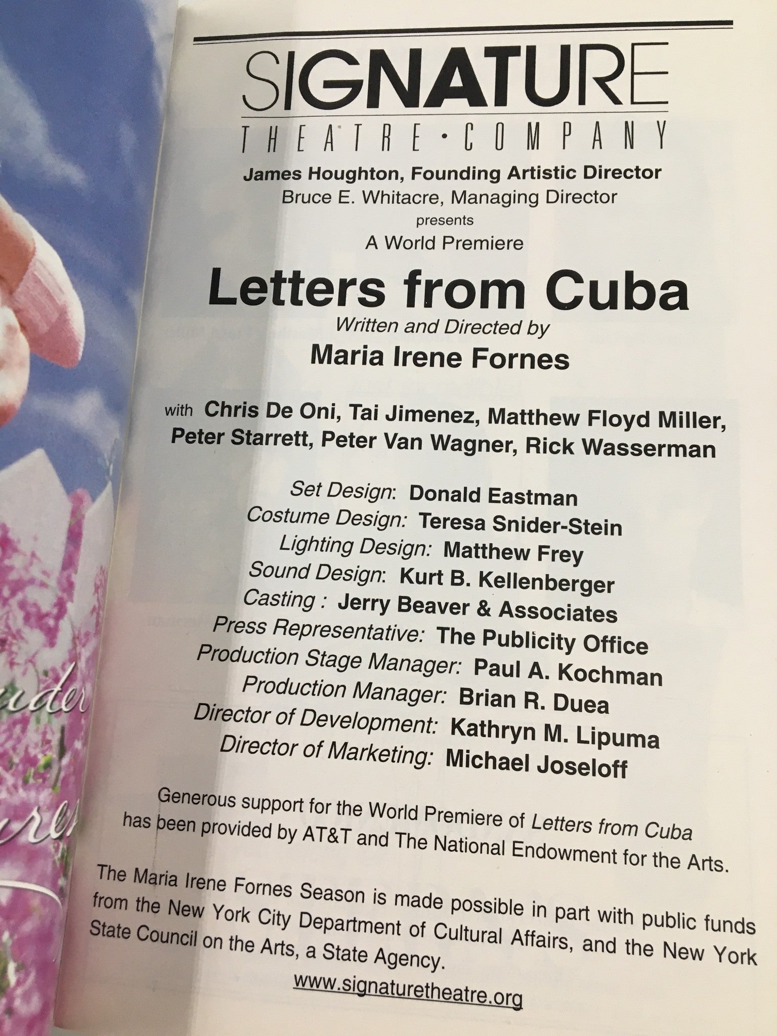 2000 Playbill Signature Theatre Company Chris De Oni in Letters from Cuba