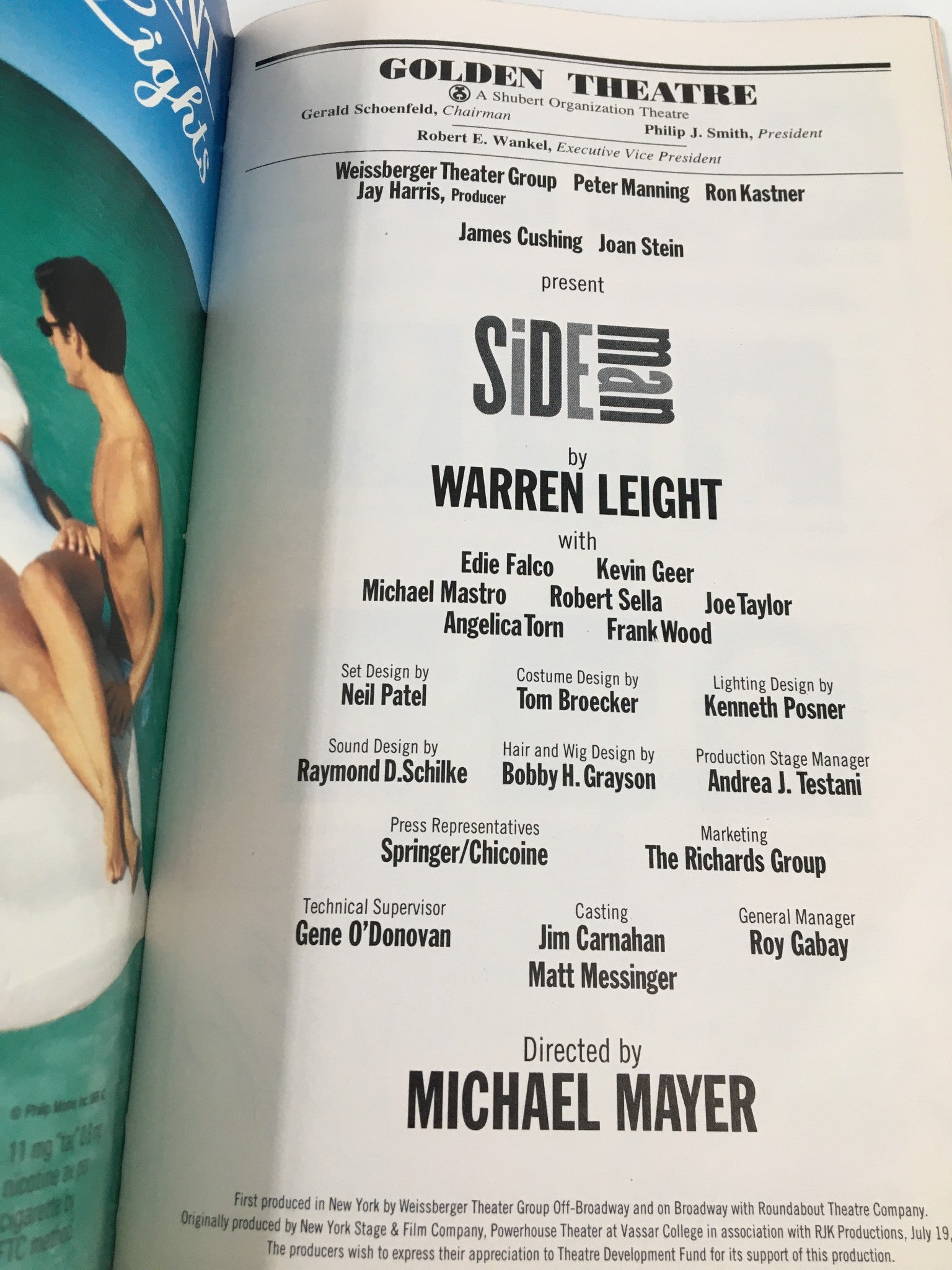 1999 Playbill Golden Theatre Edie Falco in Side Man by Warren Leight