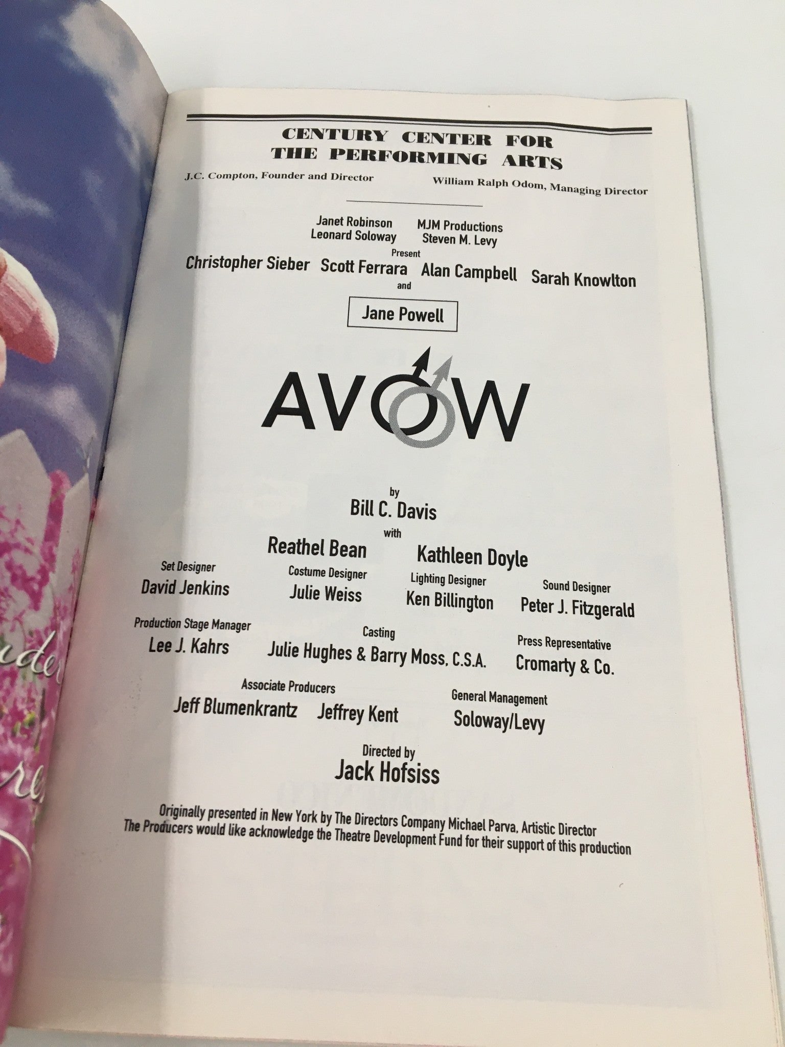 2000 Playbill Century Center for the Performing Arts Jane Powell in Avow