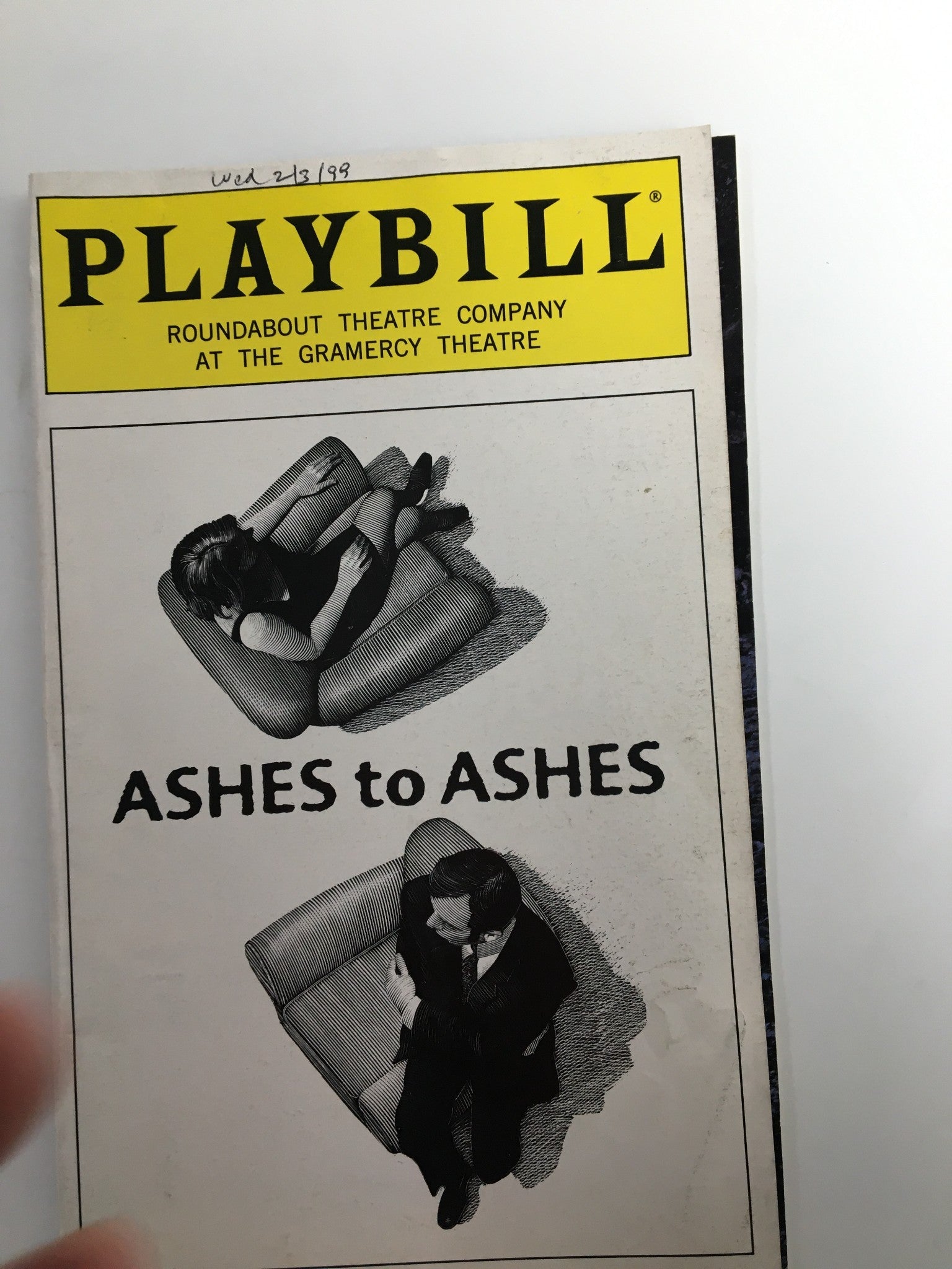 1999 Playbill Gramercy Theatre Lindsay Duncan David Strathairn in Ashes to Ashes