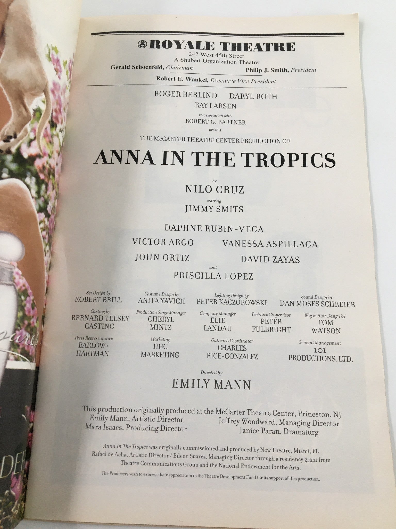 2003 Playbill Royale Theatre Jimmy Smits, Priscilla Lopez in Anna in the Tropics