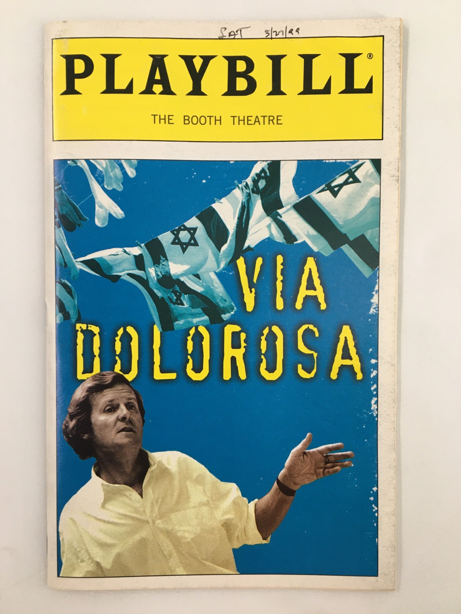 1999 Playbill Booth Theatre David Hare in Via Dolorosa by Stephen Dalry