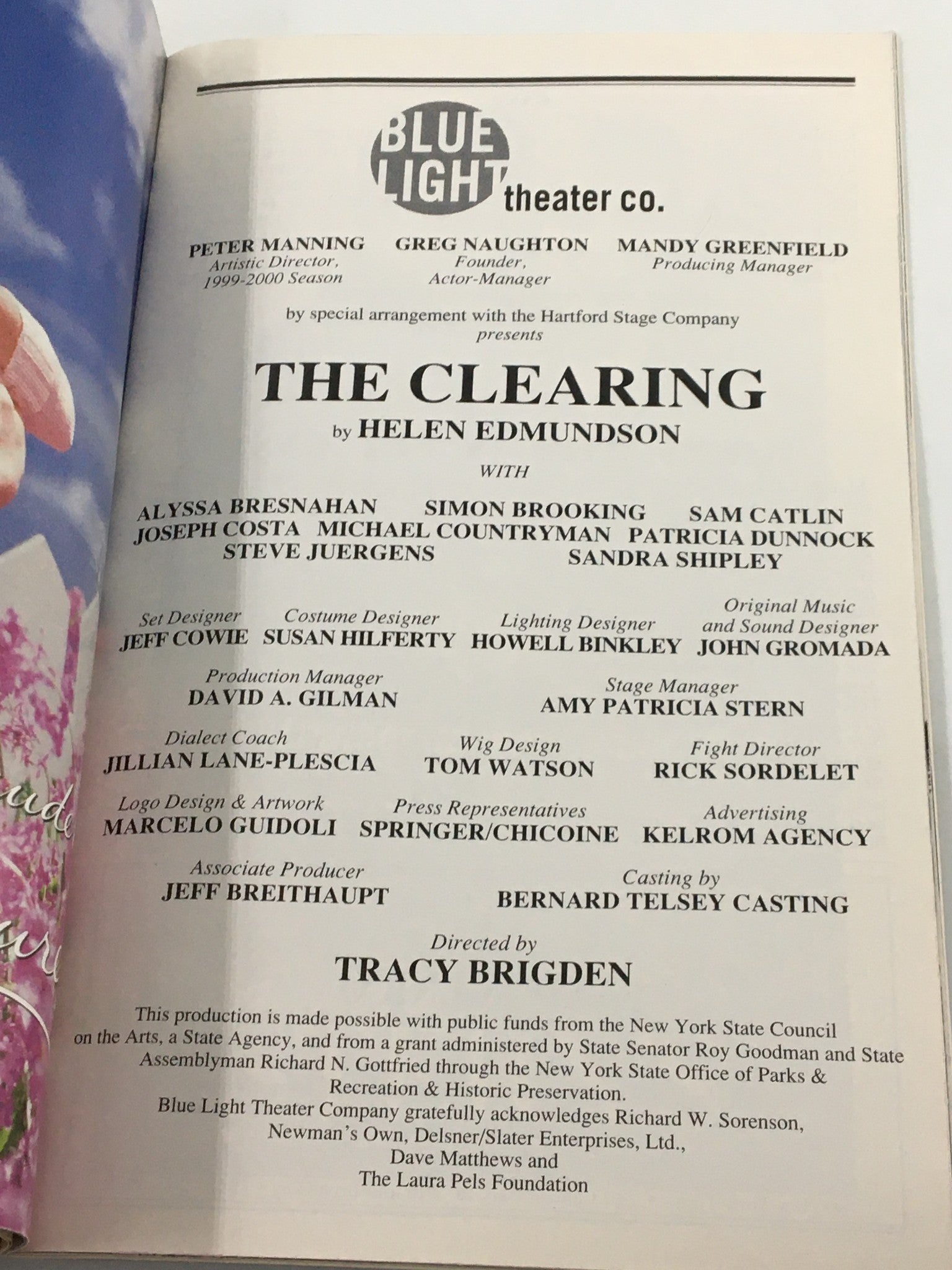 1999 Playbill The McGinn/Cazale Theatre Alyssa Breshahan in The Clearing