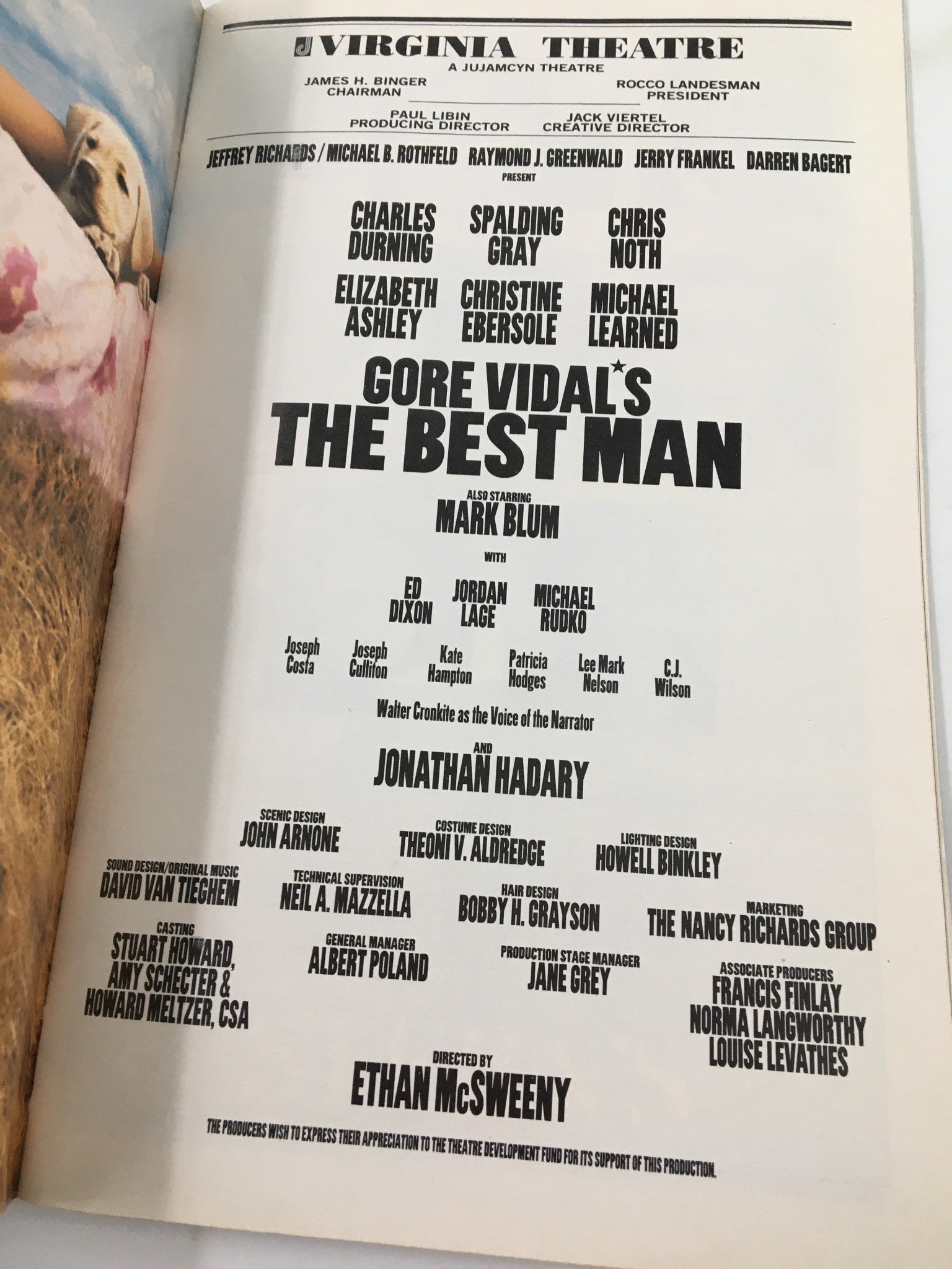 2000 Playbill Virginia Theatre Charles Duning in Gore Vida's The Best Man