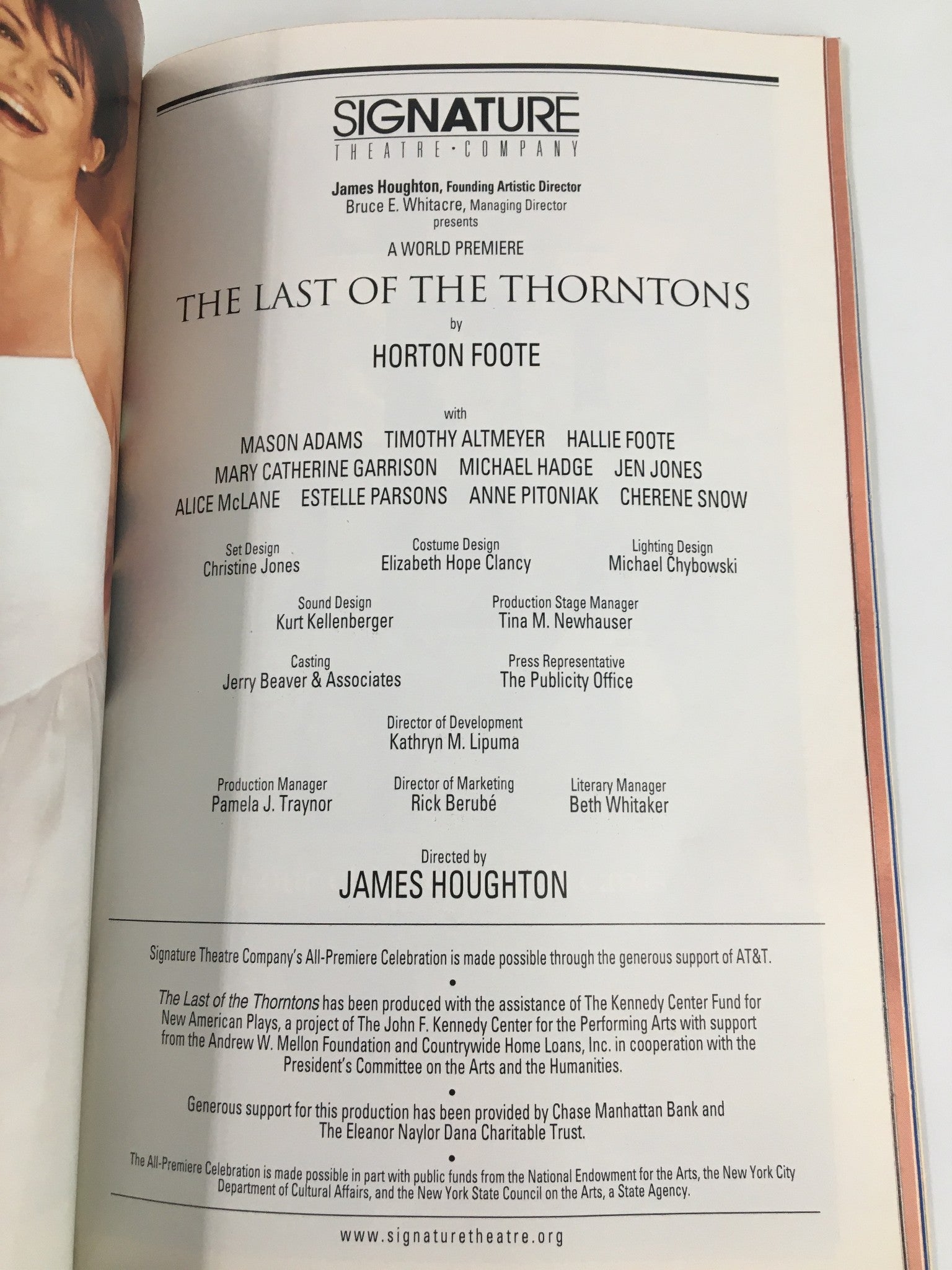 2000 Playbill The Peter Norton Space Mason Adams in The Last of the Thorntons