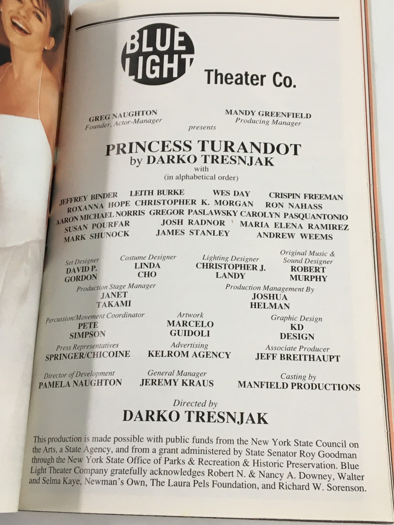 2000 Playbill Blue Light Theatre Co. Princess Turandot by Darko Tresnjak