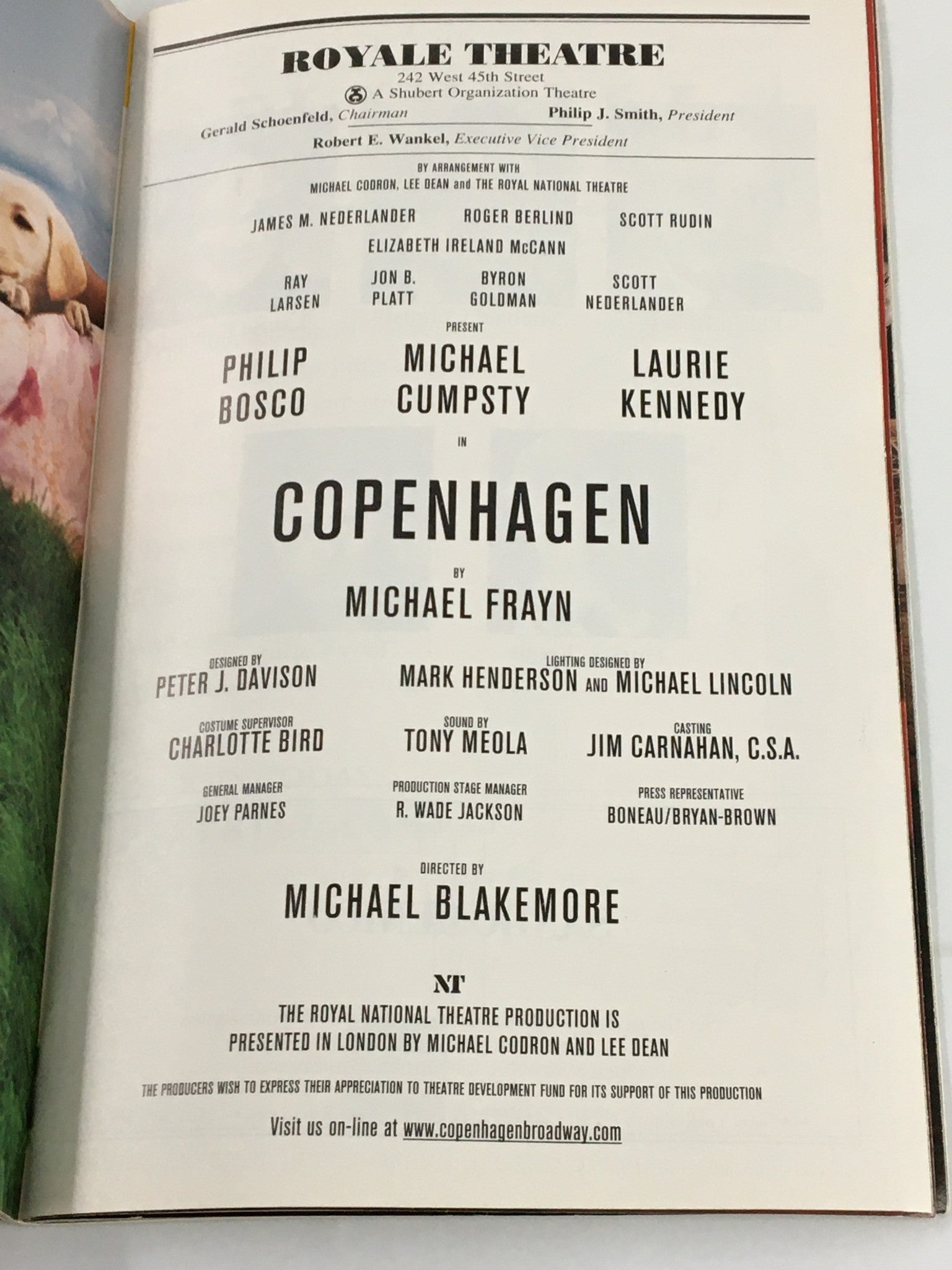 2001 Playbill Royale Theatre Philip Bosco, Michael Cumpsty in Copenhagen