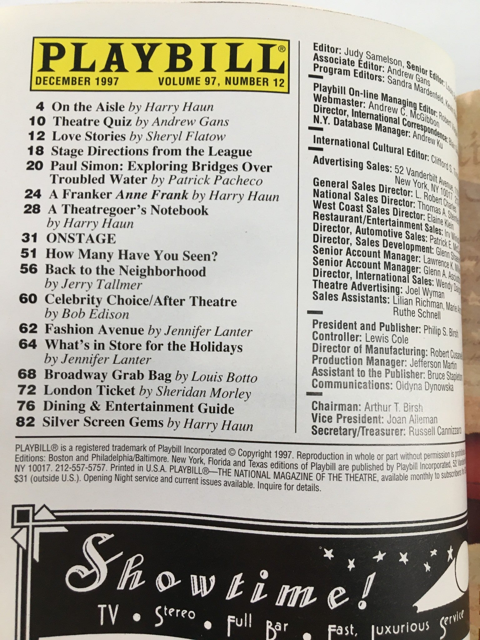 1997 Playbill Variety Arts Theatre Robert Ari, Becky Ann Baker in June Moon