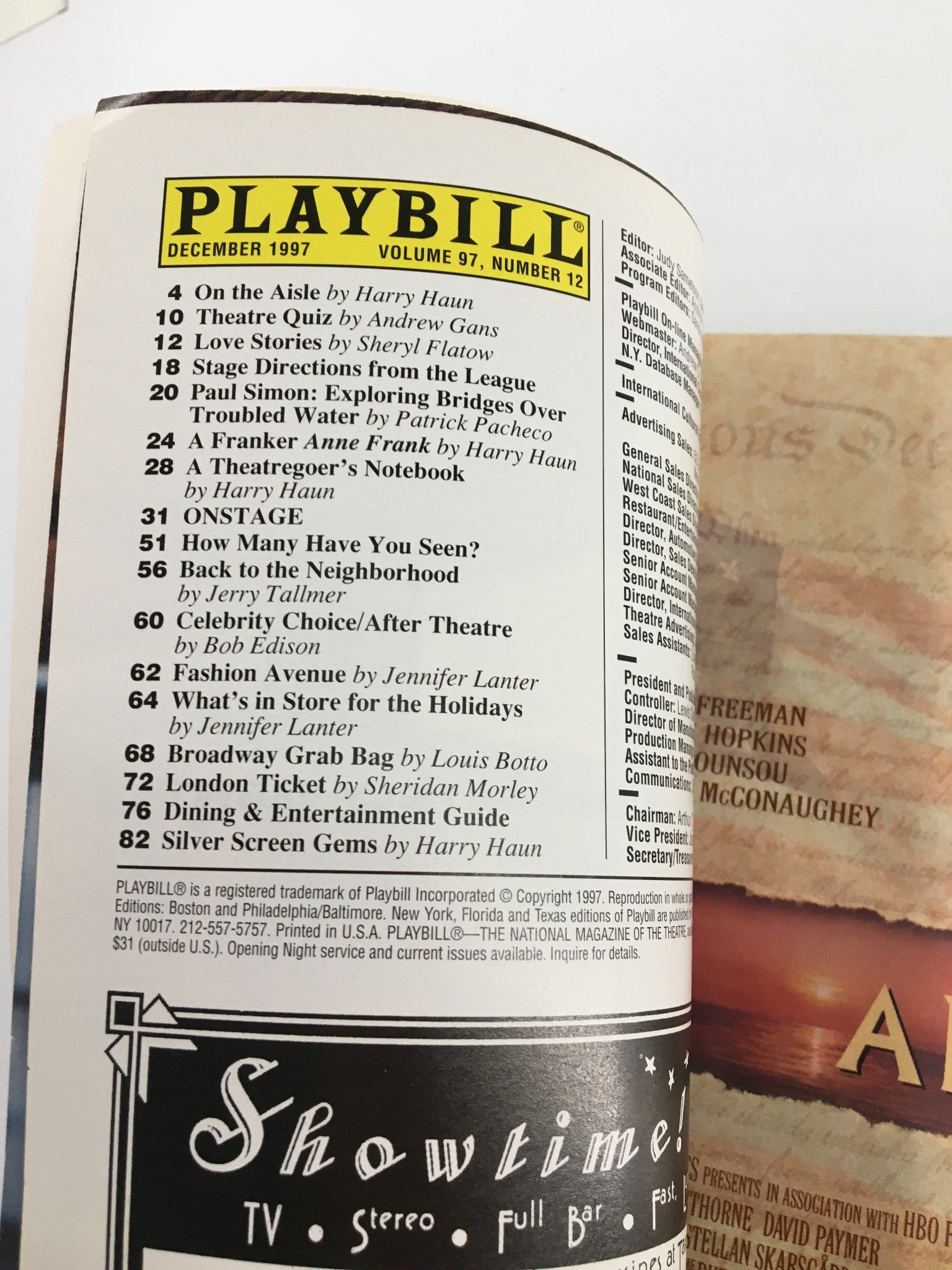 1997 Playbill Manhattan Theatre Club Patricia Clarkson in Three Days of Rain