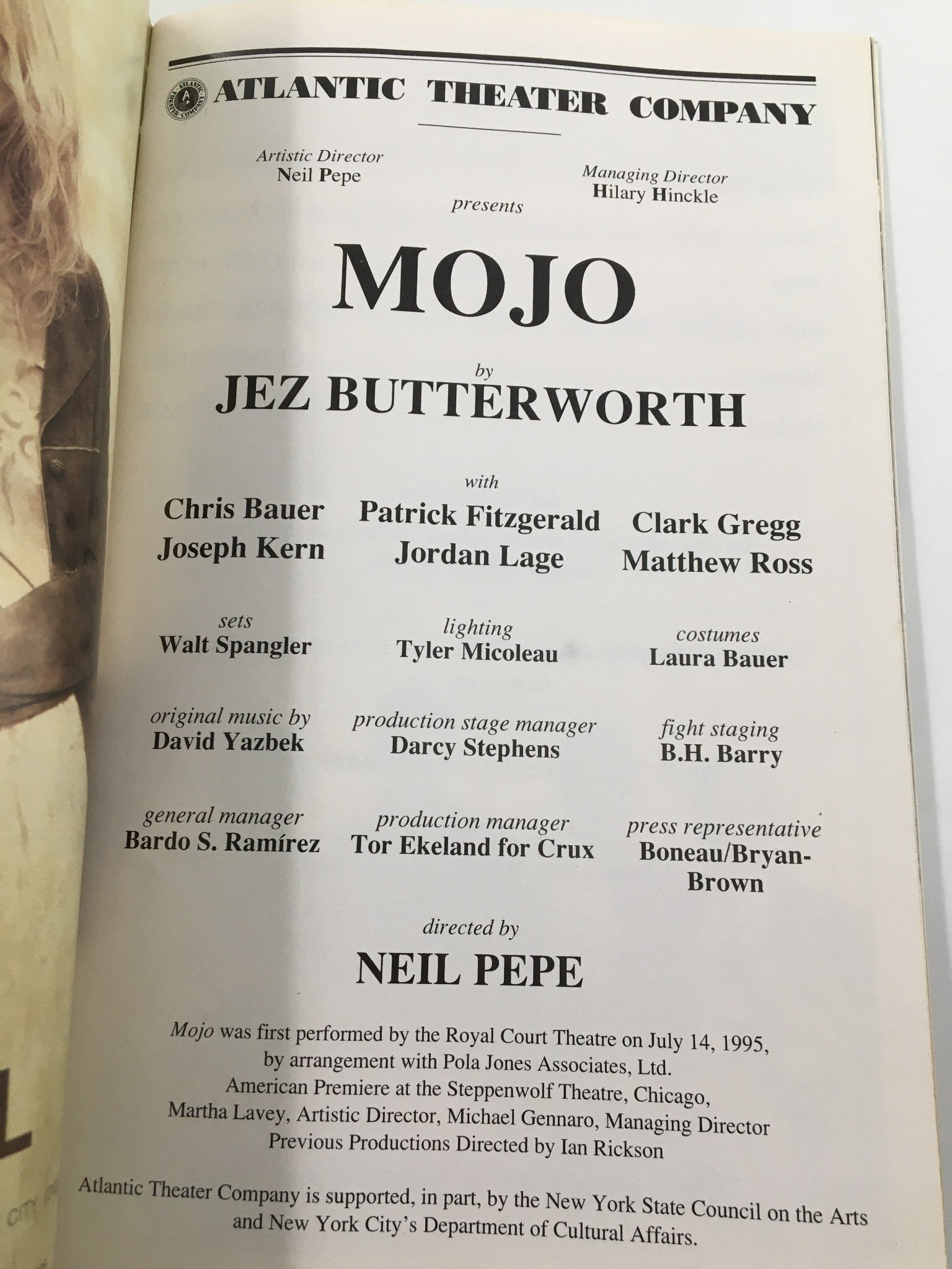 1998 Playbill Atlantic Theater Company Chris Bauer, Jordan Lage in Mojo