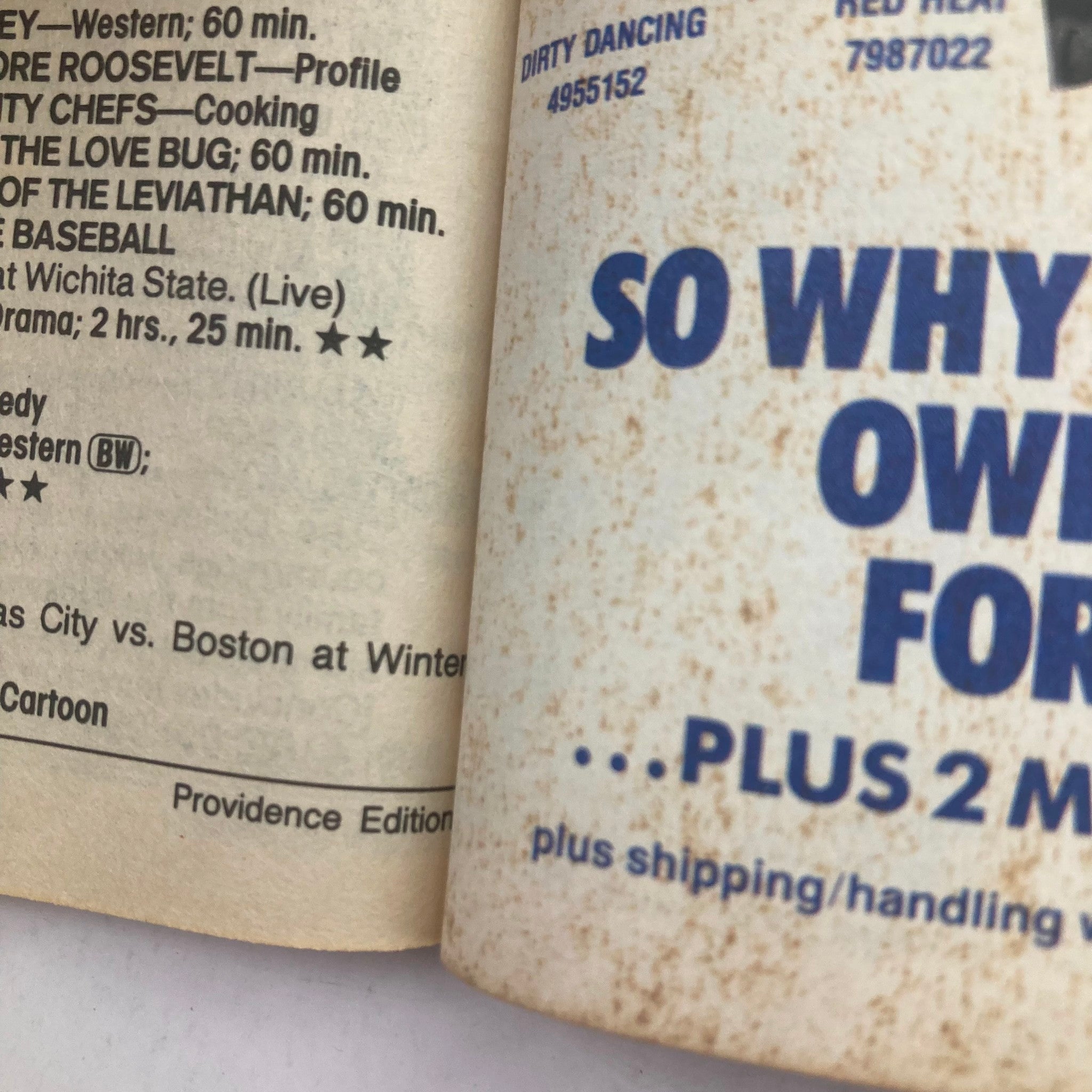 Inside page of TV Guide Magazine March 18, 1989, showcasing various television listings and highlights from the Providence Edition, including details about the programming.