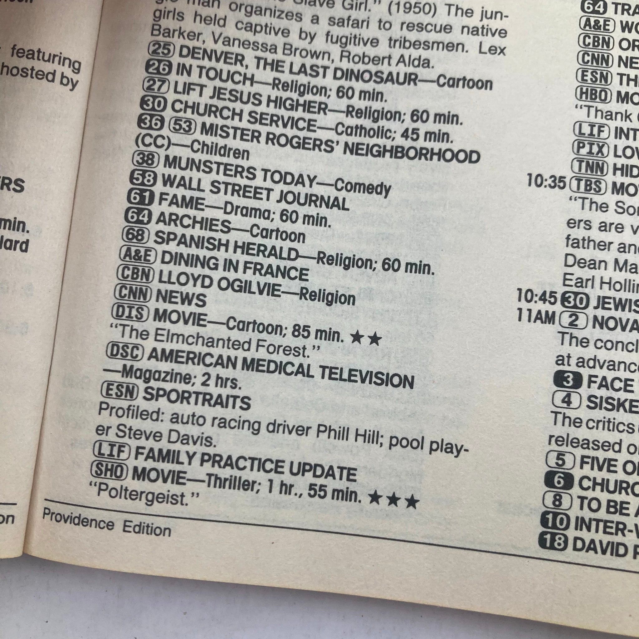 Interior page from TV Guide Magazine July 1 1989 showing television program listings, including shows like Mister Rogers' Neighborhood and Poltergeist, providing a glimpse into the entertainment of that era.