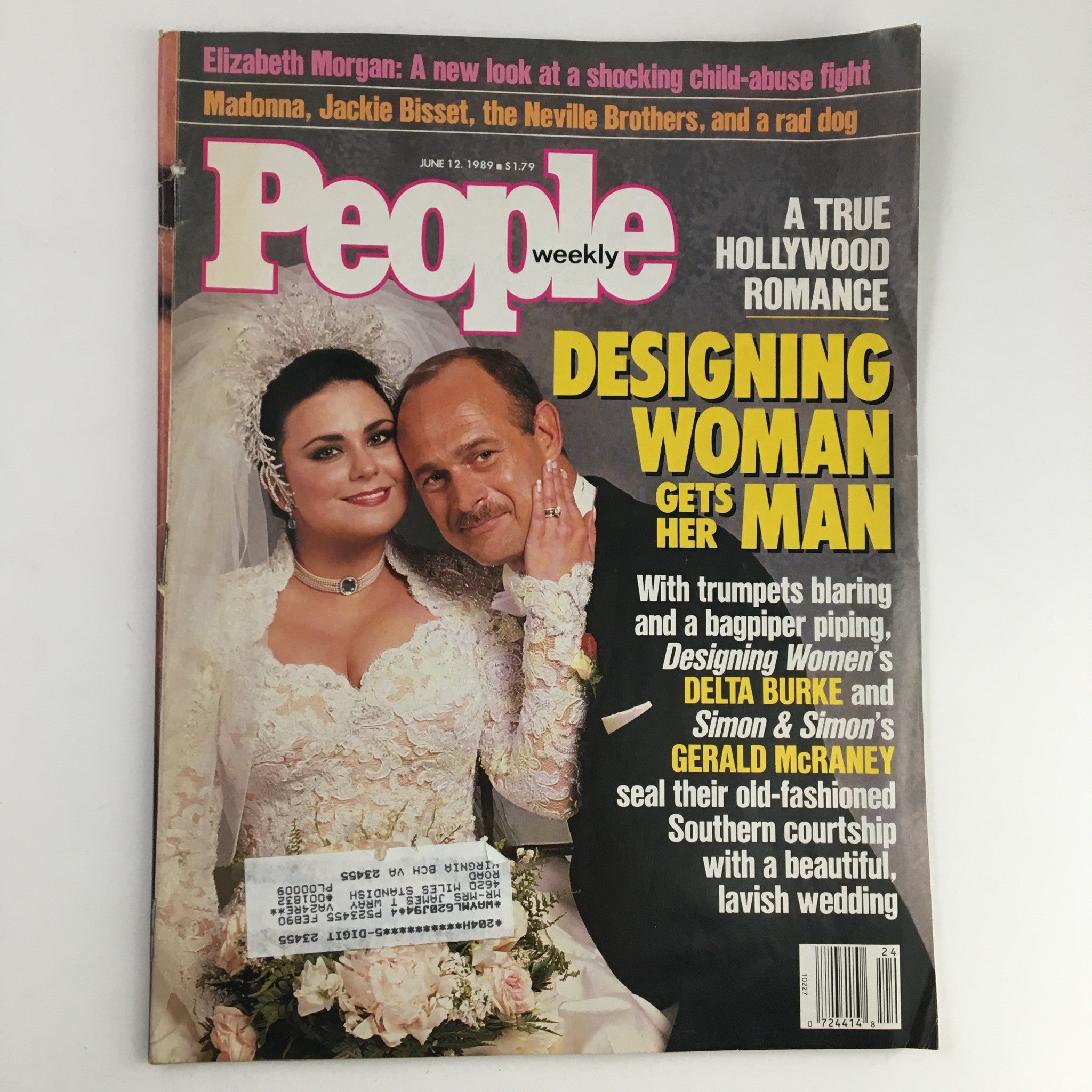 People Weekly Magazine cover from June 12, 1989, featuring Delta Burke and Gerald McRaney on their wedding day with a bridal theme.