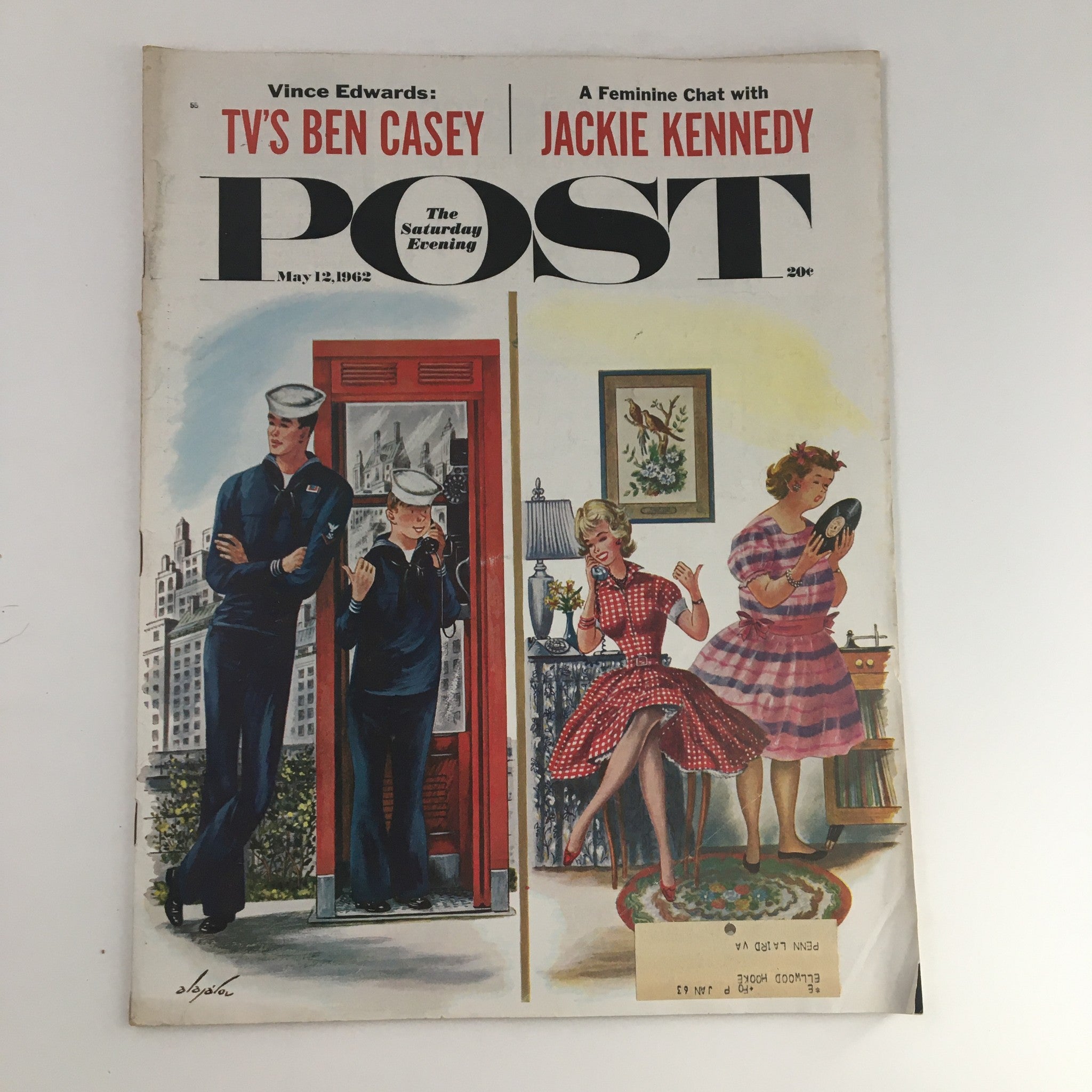 The Saturday Evening Post May 12 1962 TV's Ben Casey and Jackie Kennedy