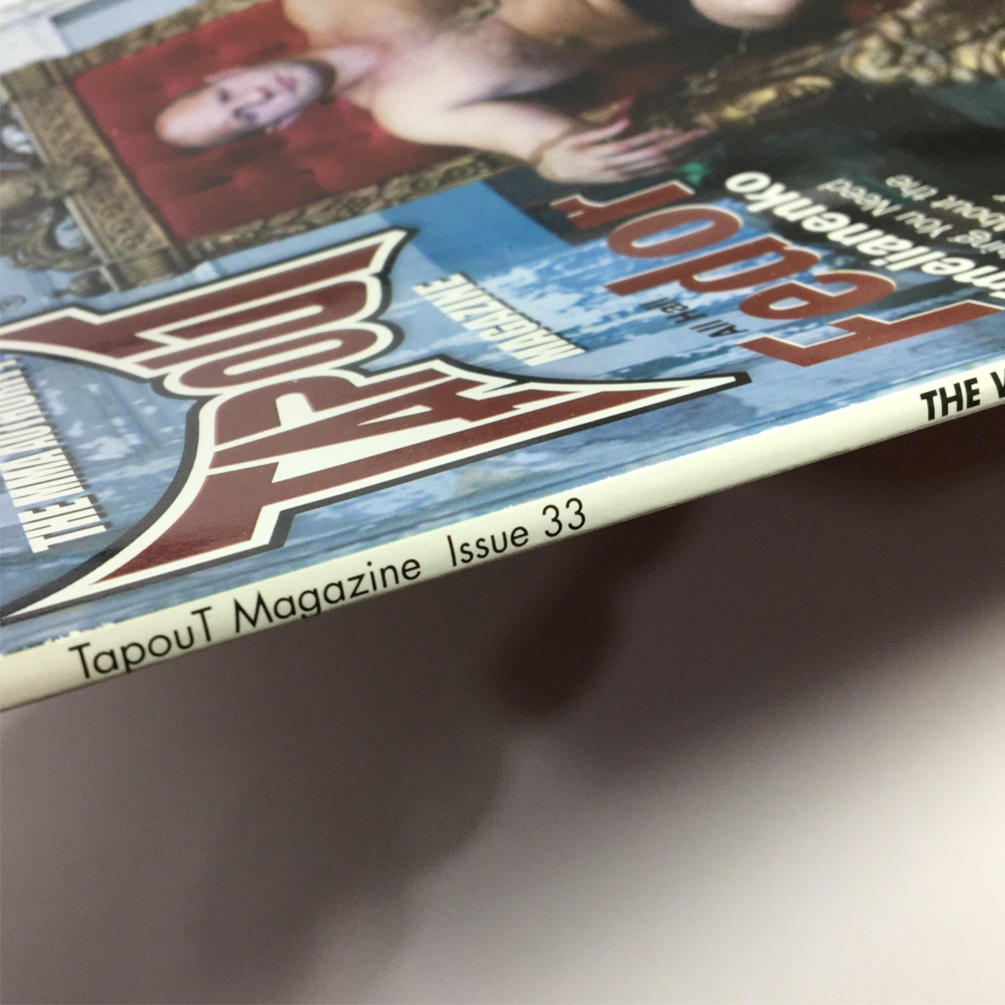 Spine of Tapout MMA Magazine #33 highlighting the title and issue number, emphasizing its collectible nature for MMA fans.