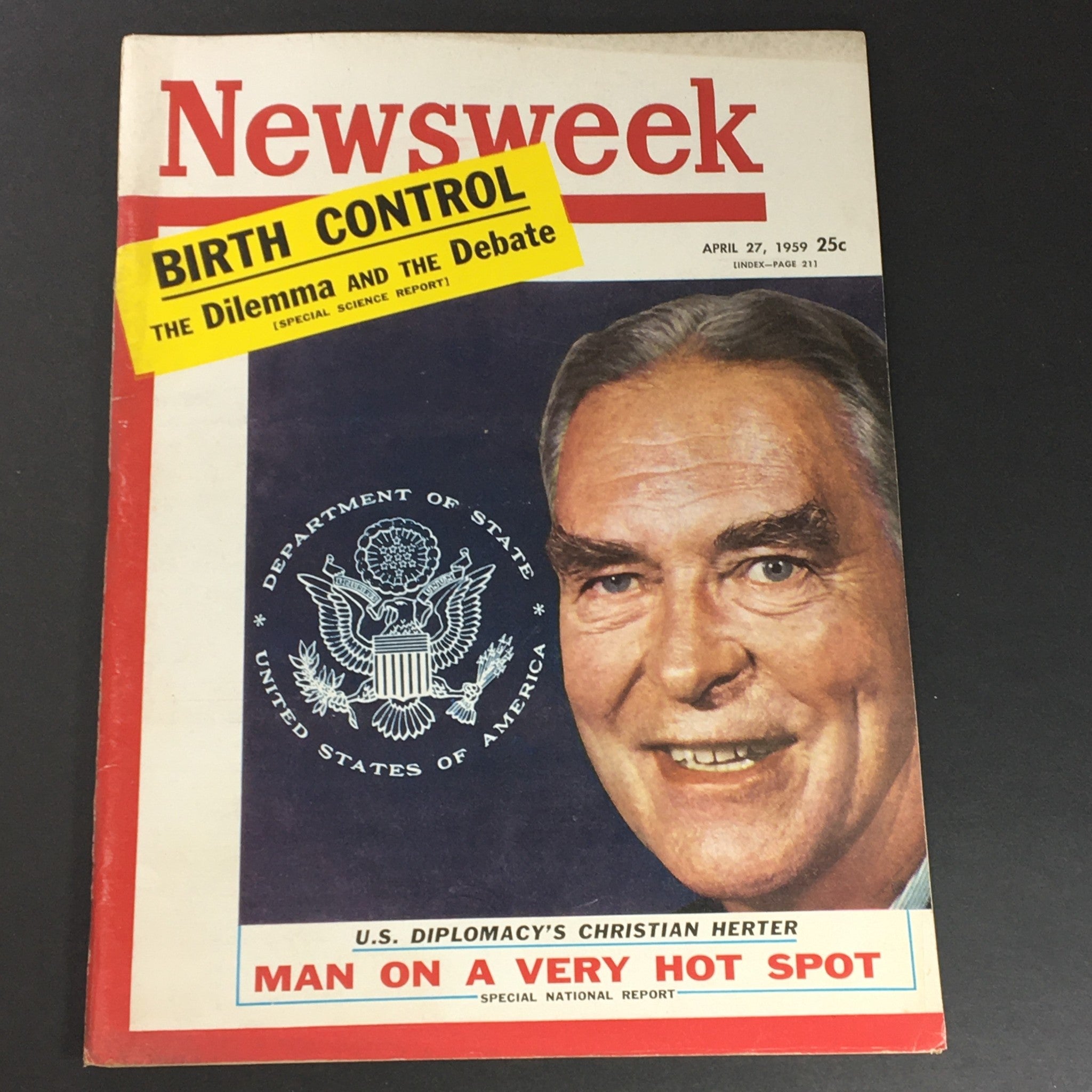 VTG Newsweek Magazine April 27 1959 U.S. Diplomacy Christian Herter, Newsstand