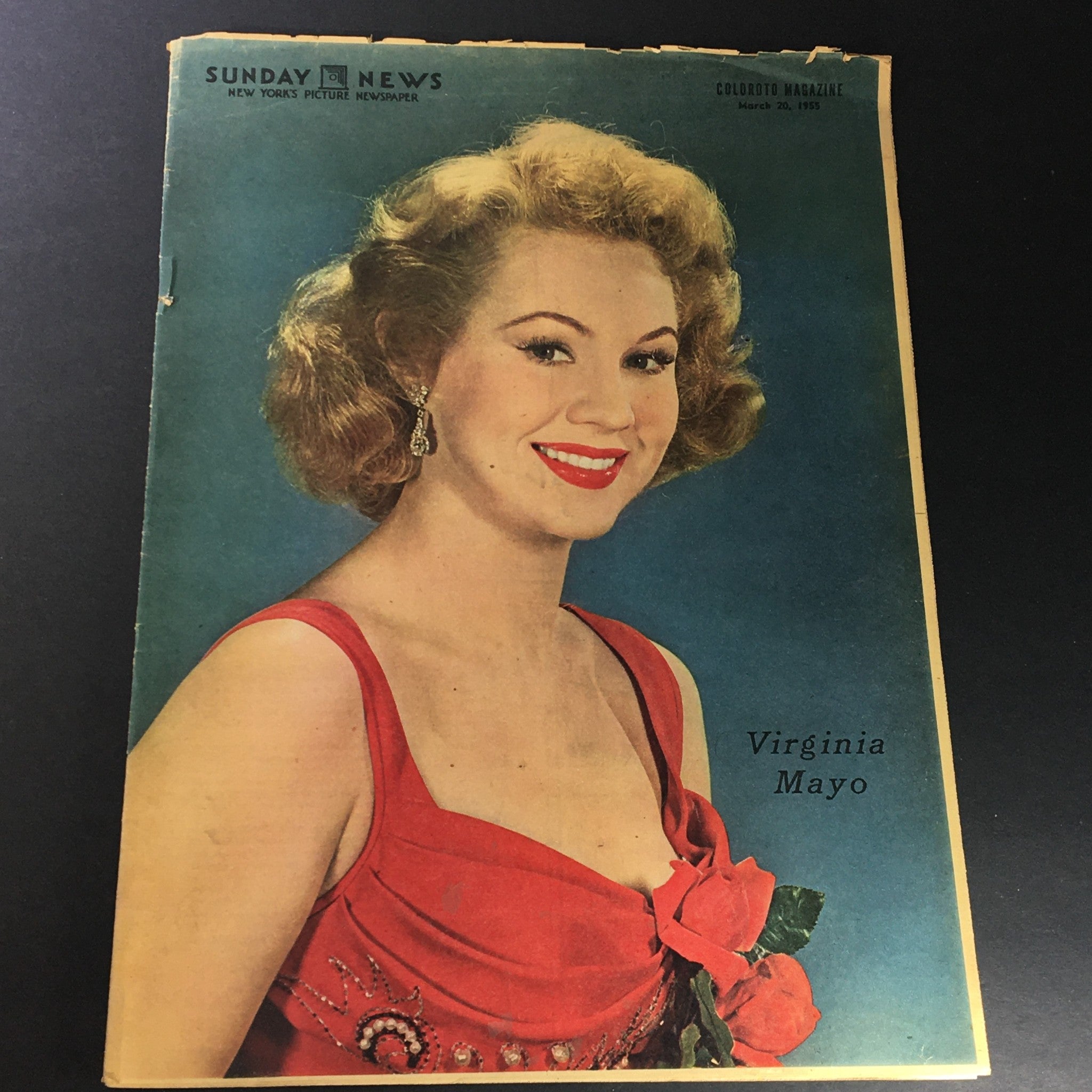 VTG Sunday News Coloroto Magazine March 20 1955 Virginia Mayo Cover, Newsstand