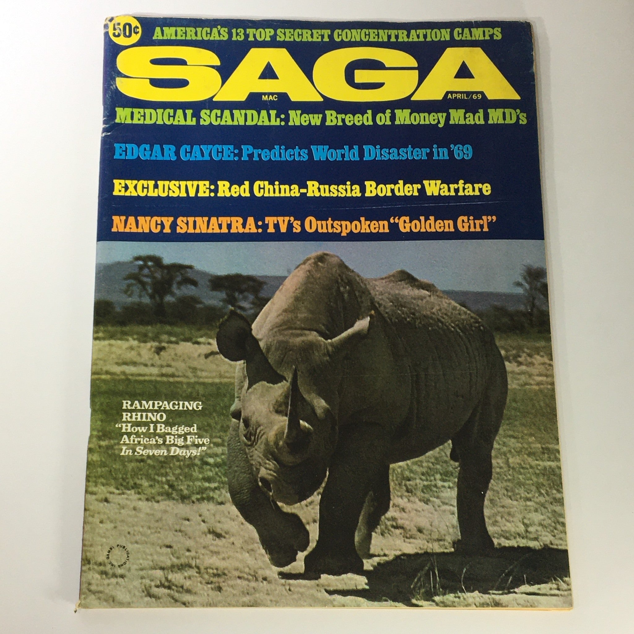 VTG Saga for Men Magazine April 1969 Edgar Gayce, Nancy Sinatra, Newsstand