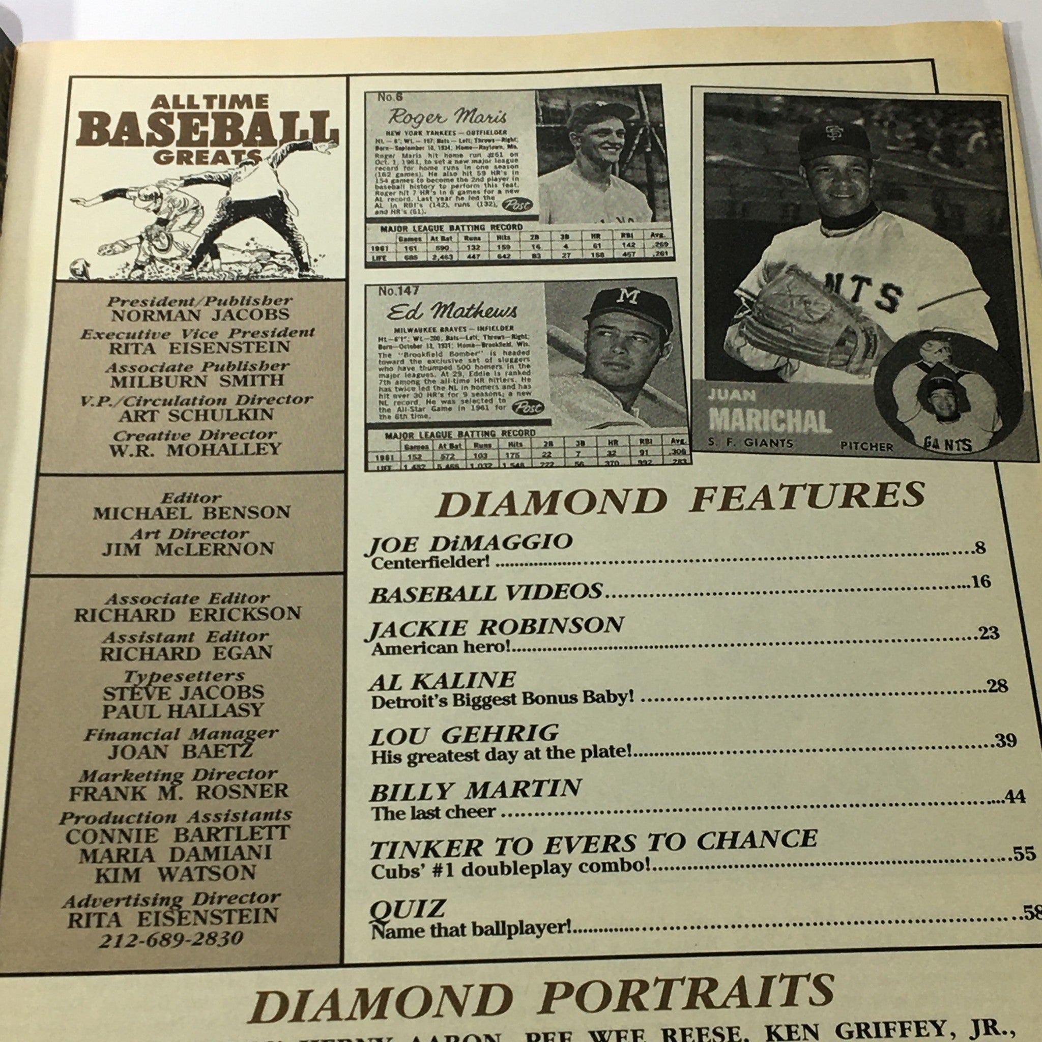 All Time Baseball Greats Magazine November 1990 Joe DiMaggio, Newsstand