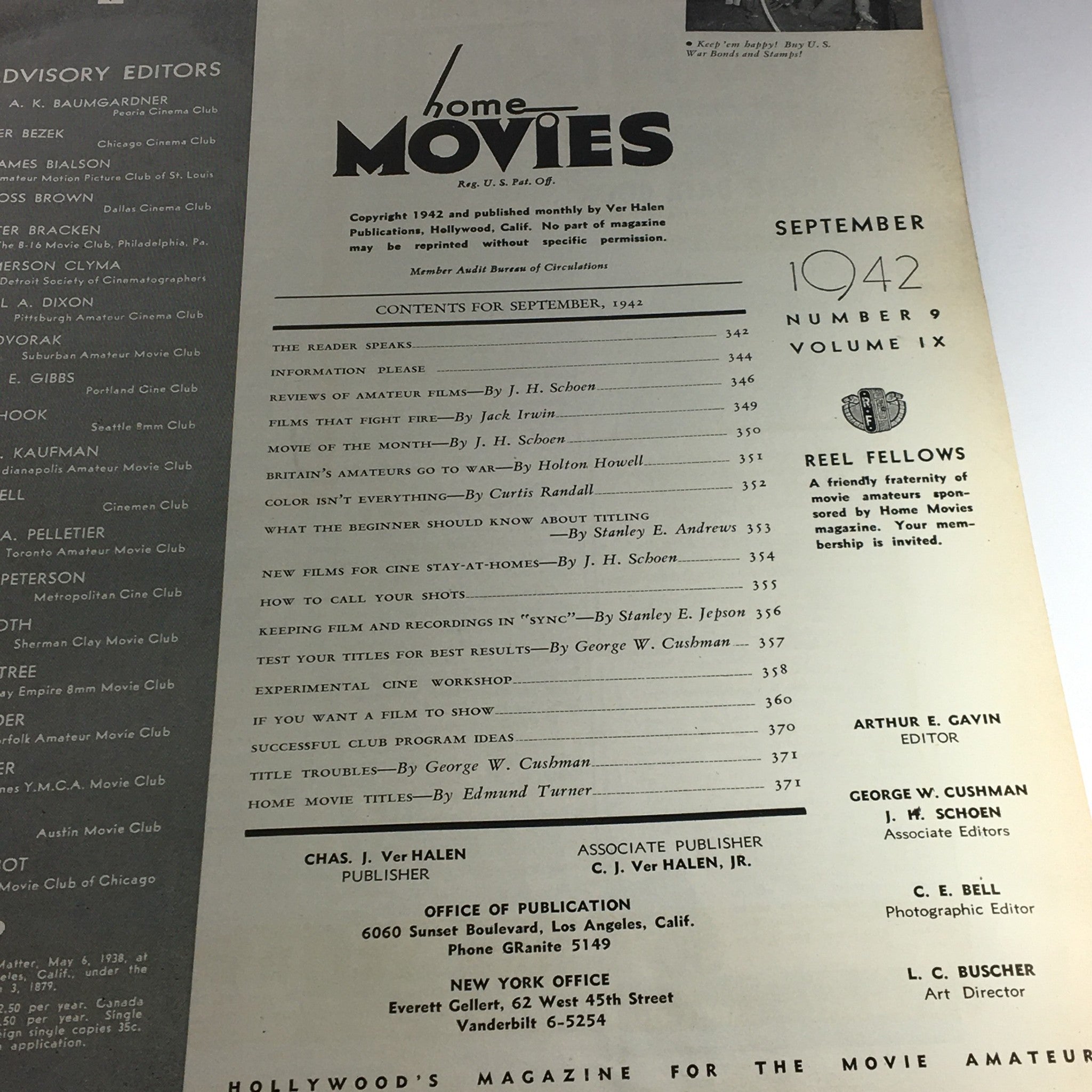 VTG Home Movies Magazine September 1942 #9 Vol 9 Reviews of Amateur Films