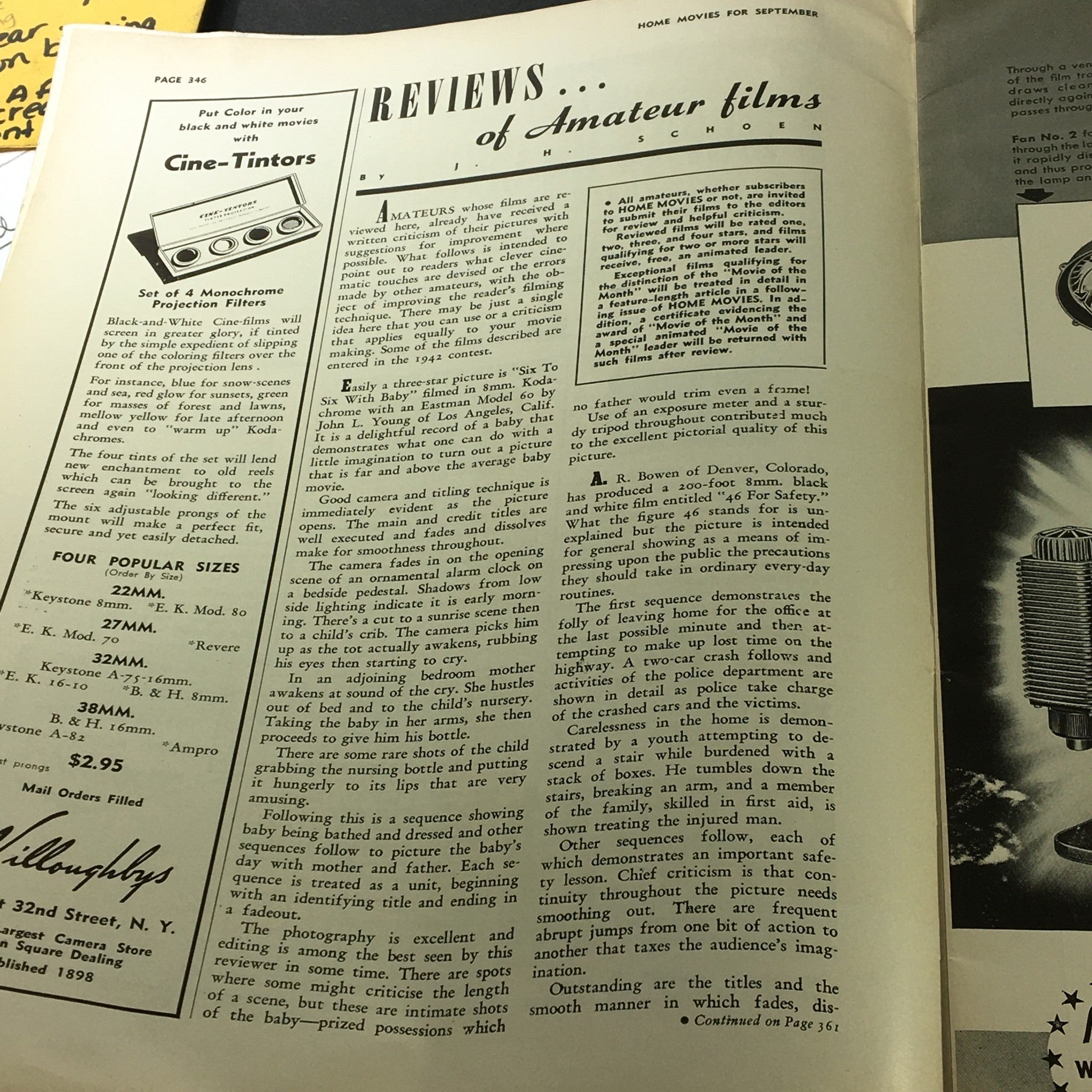 VTG Home Movies Magazine September 1942 #9 Vol 9 Reviews of Amateur Films