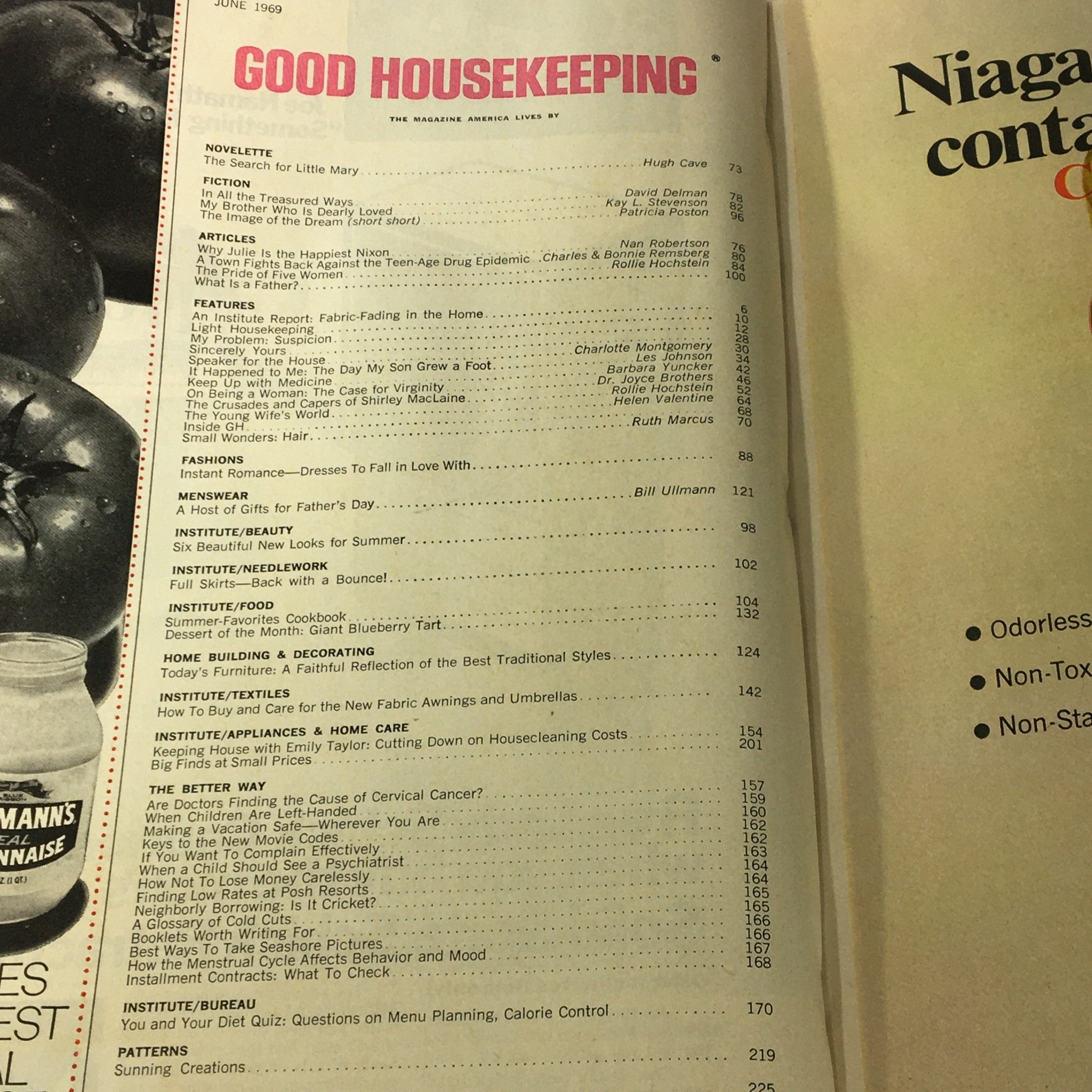 VTG Good Housekeeping Magazine June 1969 Julie Nixon, Actress Shirley MacLaine