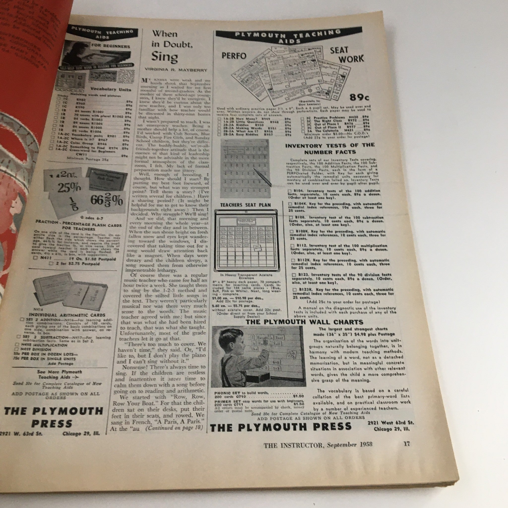 VTG The Instructor Magazine September 1958 Our Problem Yours and Mine No Label