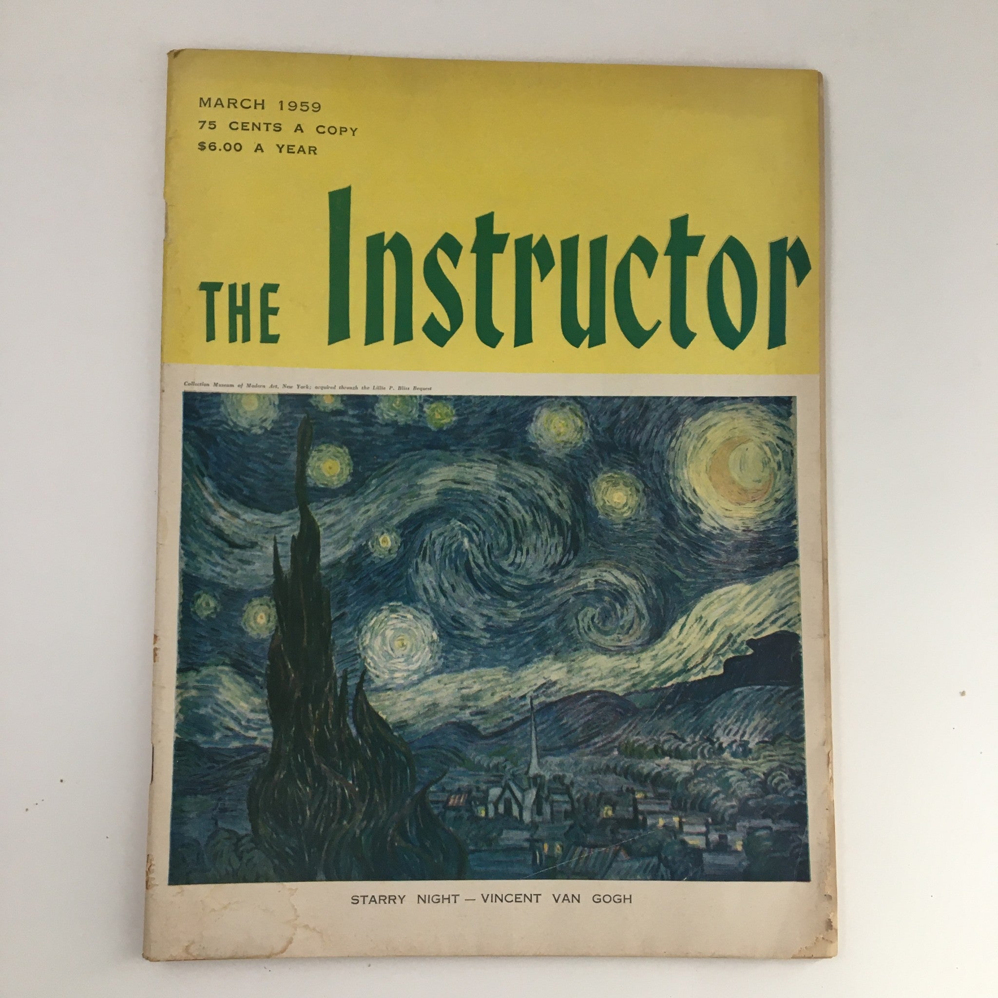 VTG The Instructor Magazine March 1959 Starry Night Vincent Van Gogh No Label