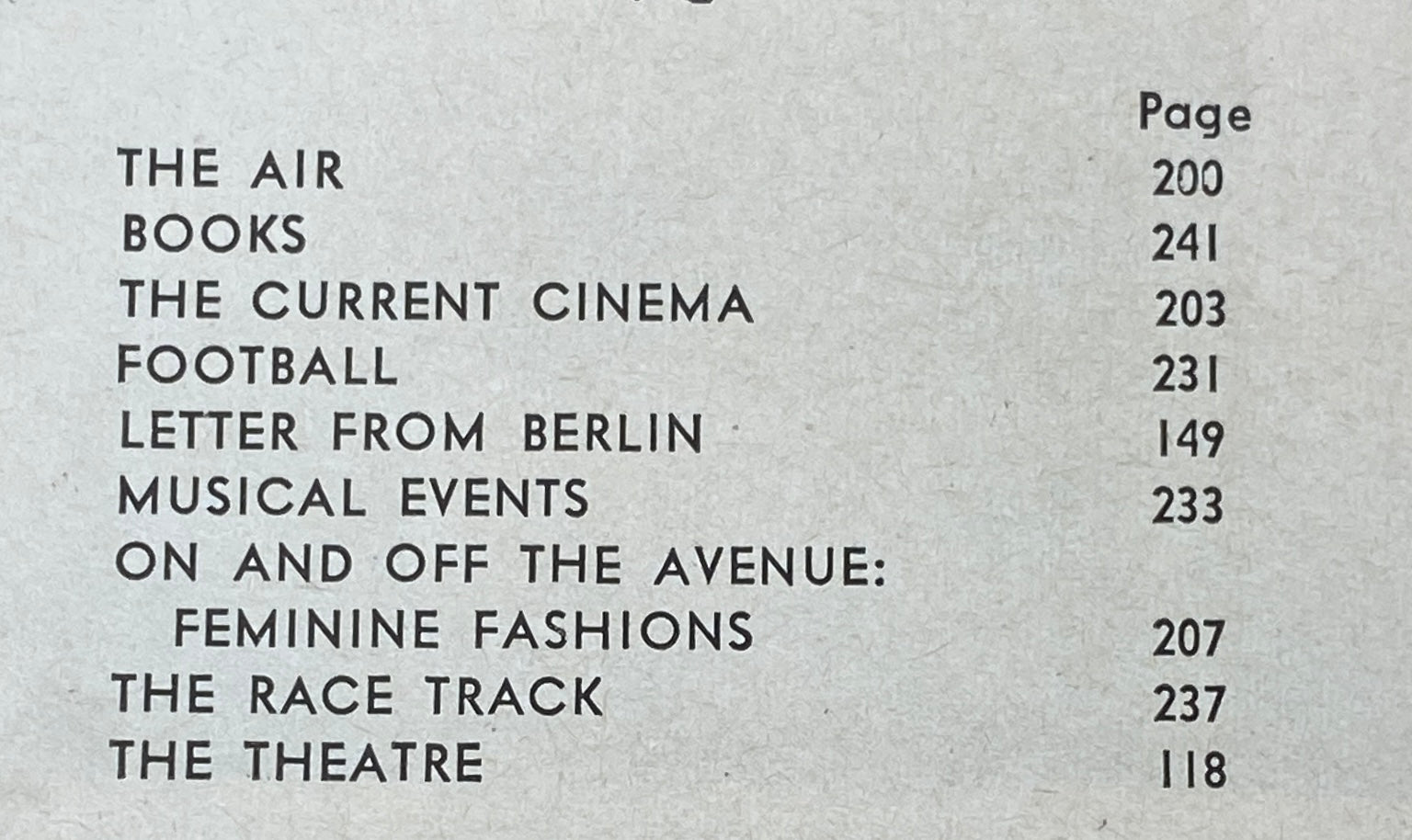 Table of contents page from The New Yorker Complete Magazine October 15, 1966, listing various sections including articles on music, theatre, and current cinema.