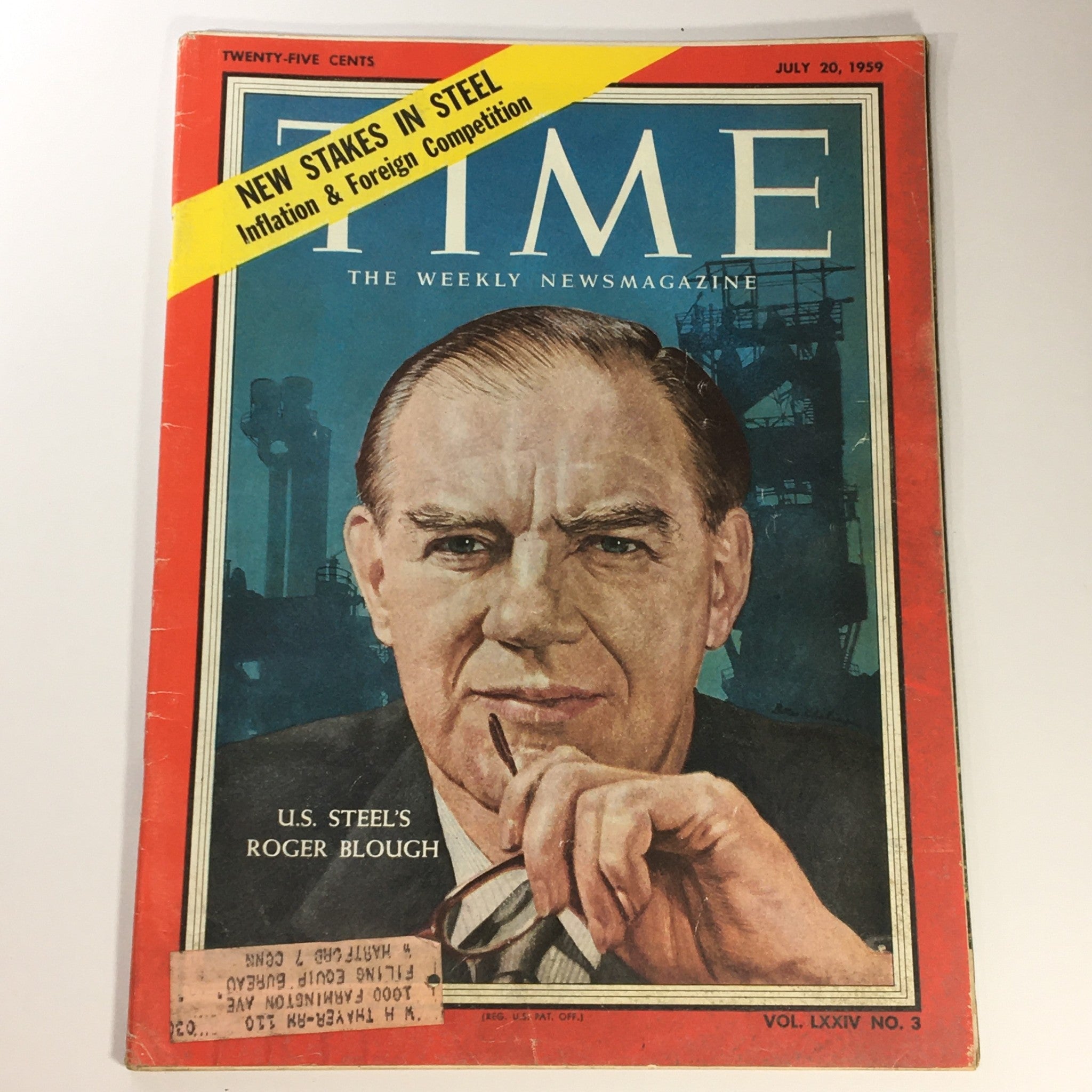 VTG Time Magazine July 20 1959 U.S. Steel's Roger Blough, New Stakes in Steel