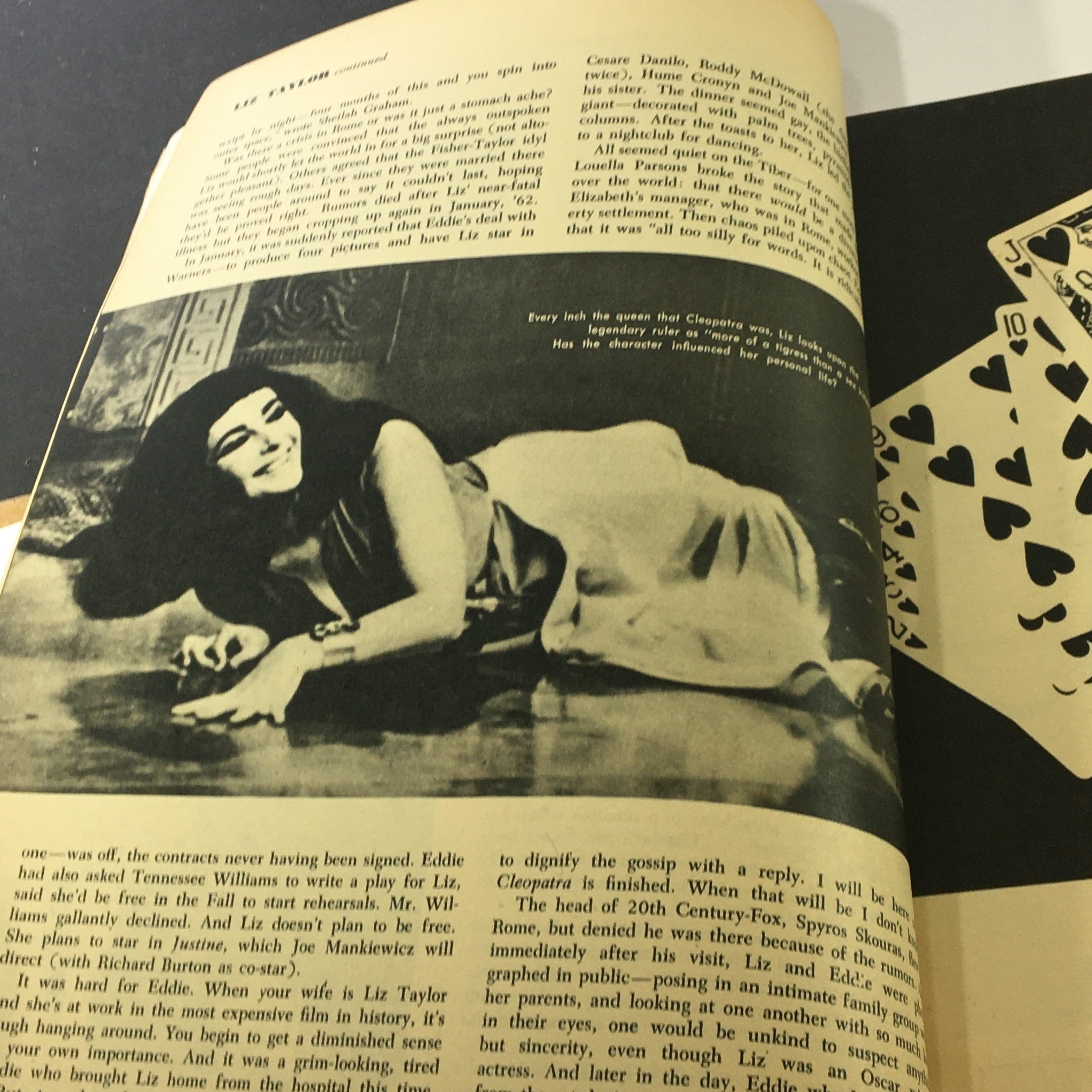 An inside page from VTG Hollywood Romances Magazine 1962 No. 17, showcasing an article about Elizabeth Taylor with a vintage photo.