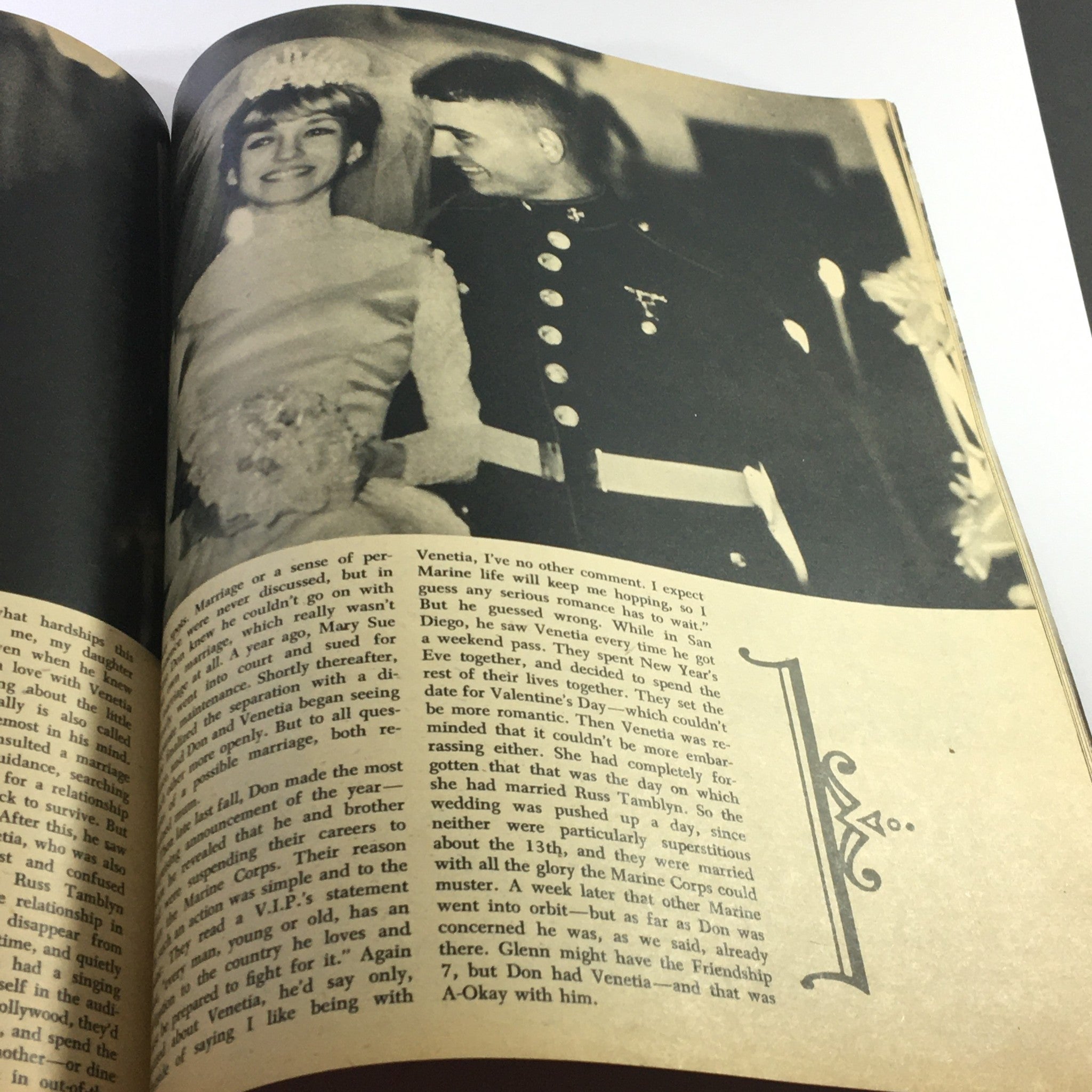 Inside page of VTG Hollywood Romances Magazine 1962 No. 17 showing a wedding photo of Venetia and Don.