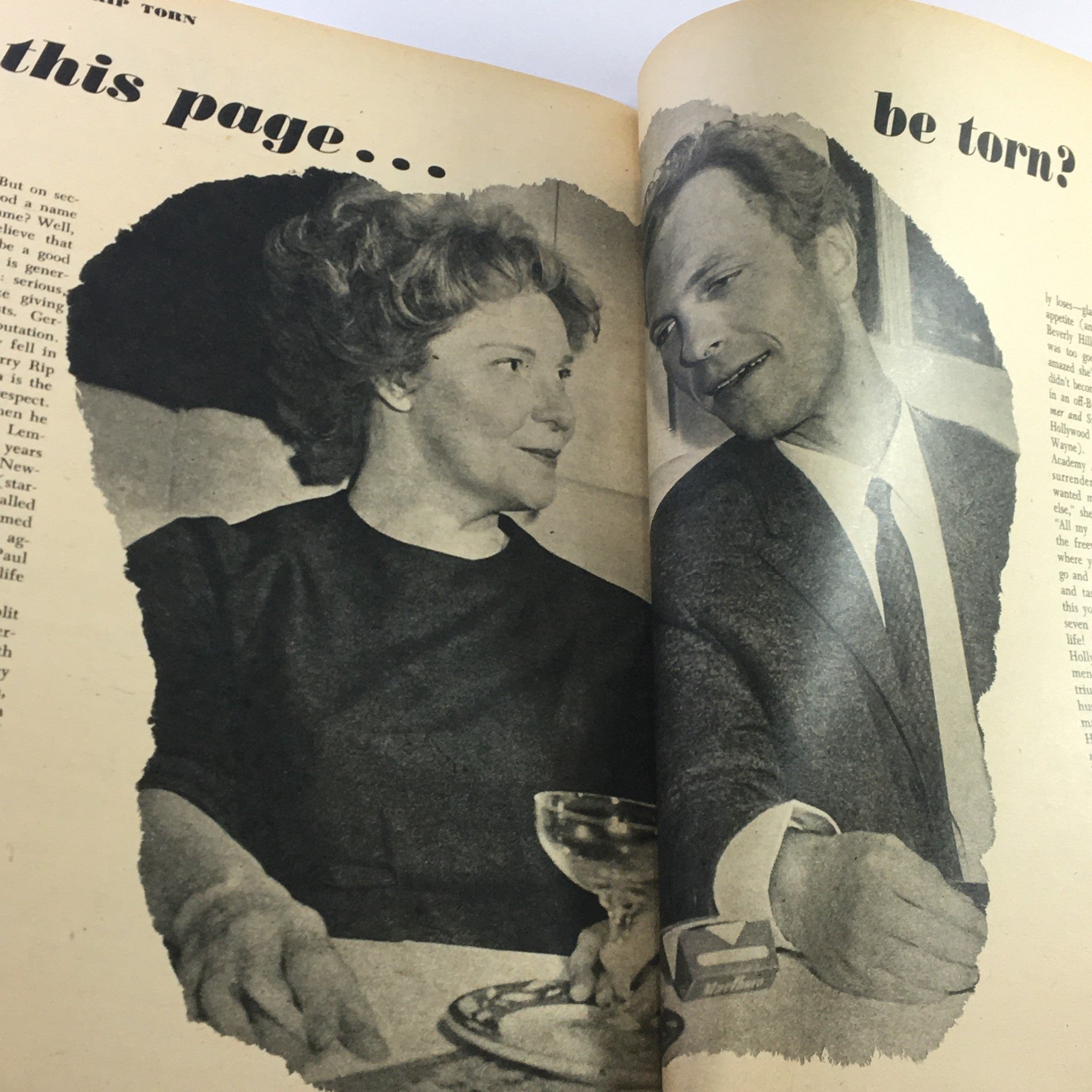 Inside page of VTG Hollywood Romances Magazine 1962 No. 17, featuring a black and white photo of two people in conversation.