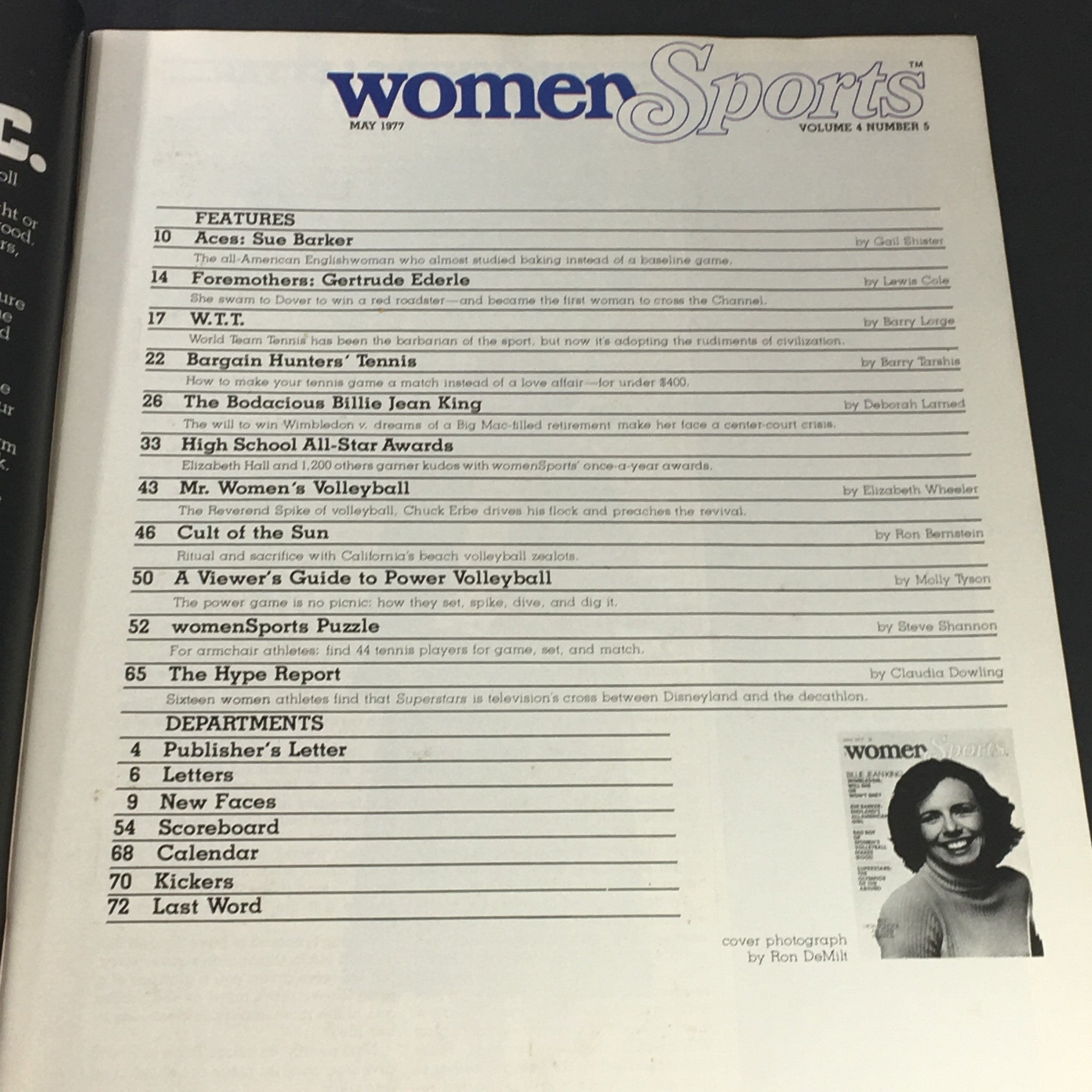 VTG Women Sports Magazine May 1977 Billie Jean King, Sue Barker, Newsstand