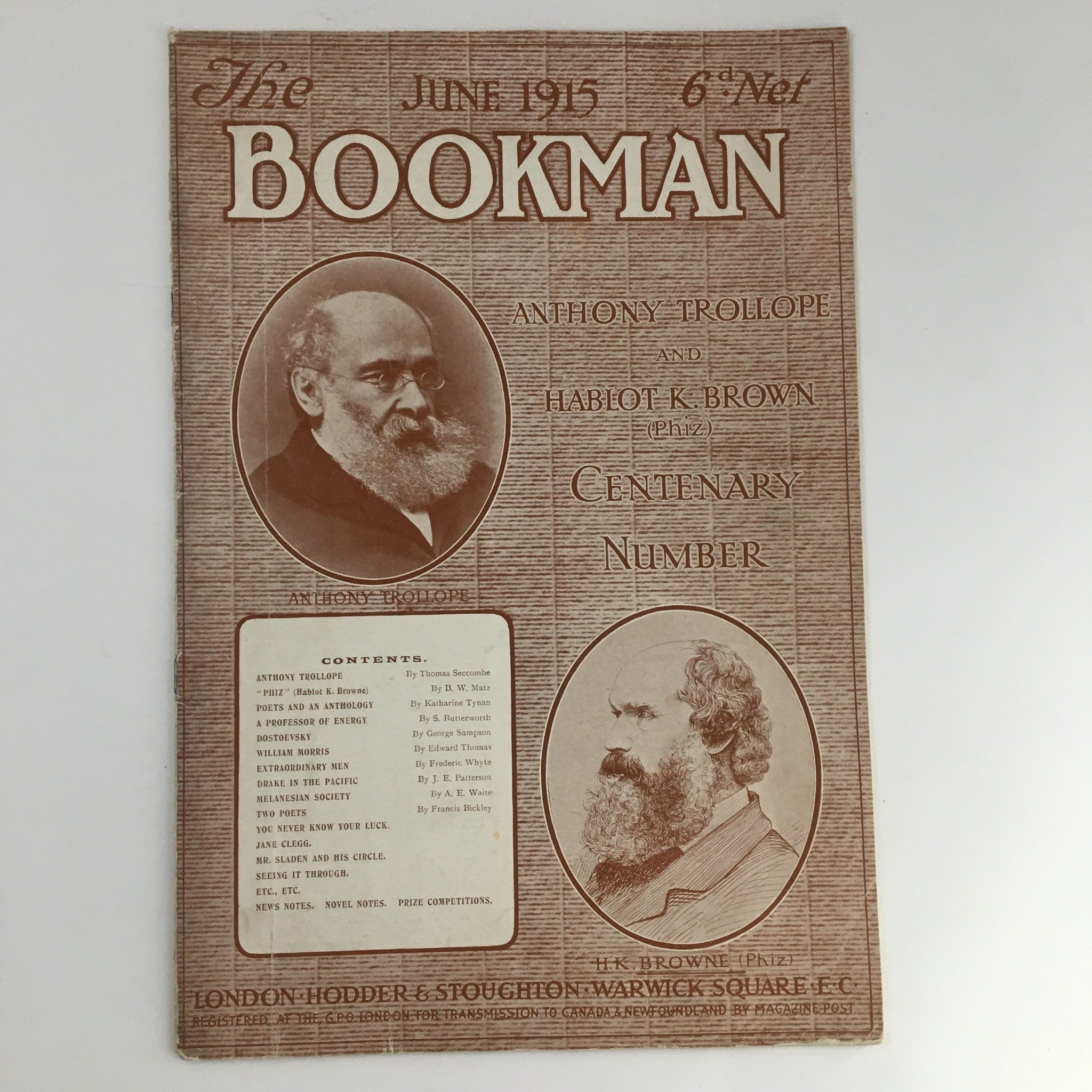 VTG The Bookman Magazine June 1915 Anthony Trollope & Hablot K. Brown No Label