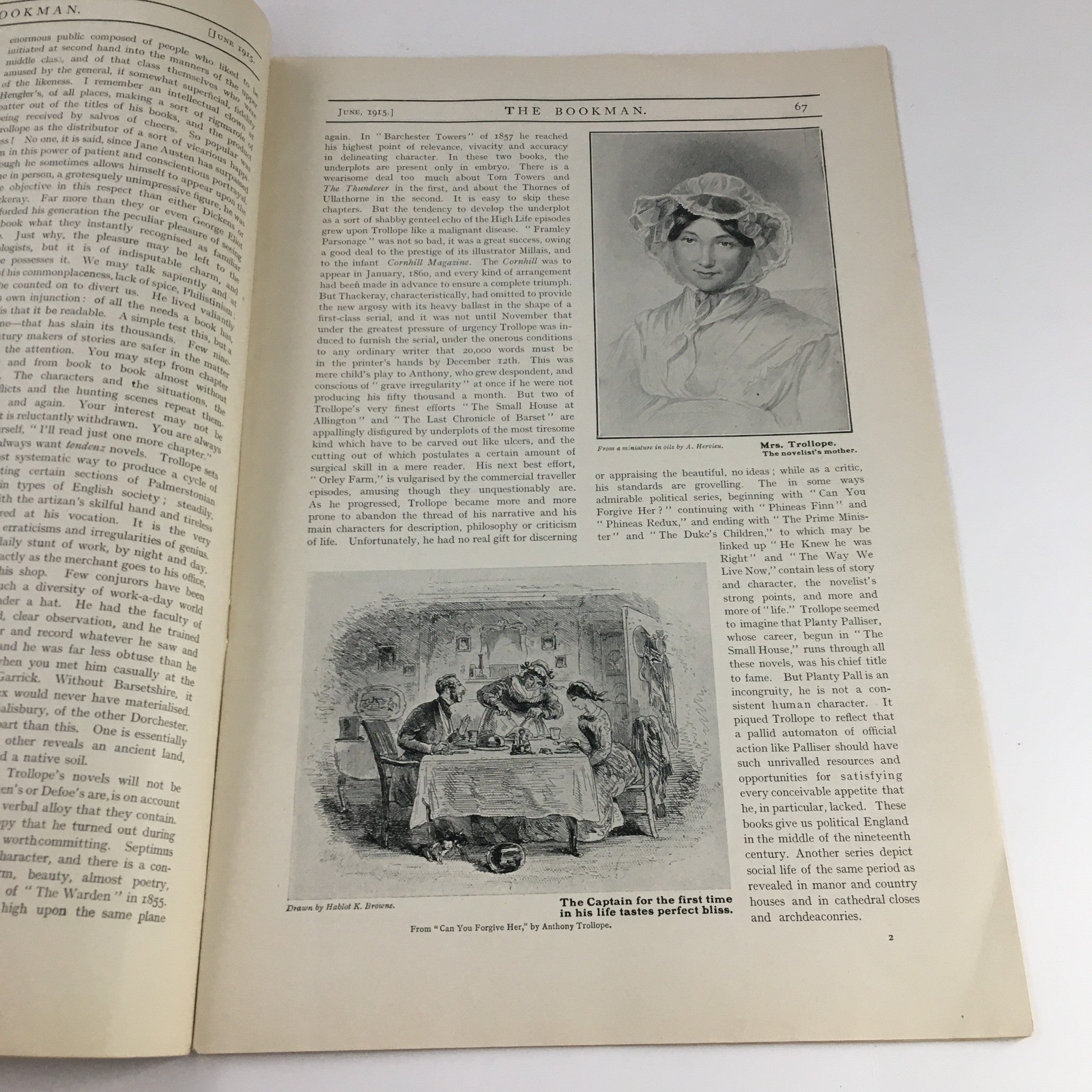 VTG The Bookman Magazine June 1915 Anthony Trollope & Hablot K. Brown No Label