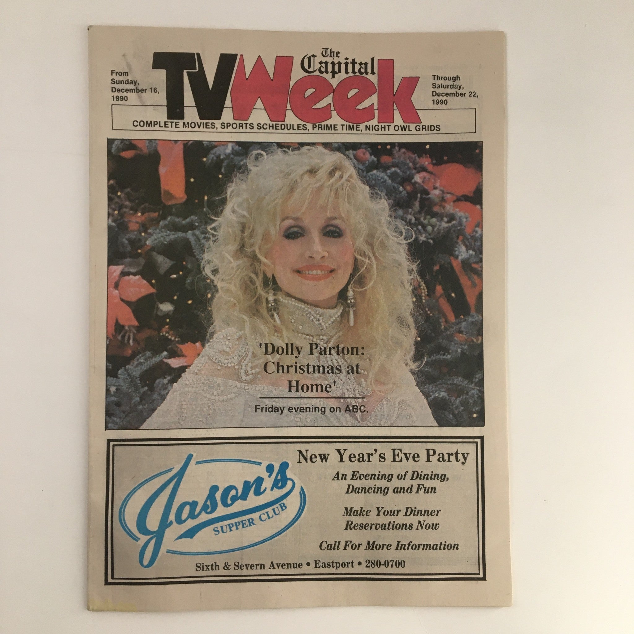 VTG The Capital TV Week December 1990 Dolly Parton Christmas at Home No Label