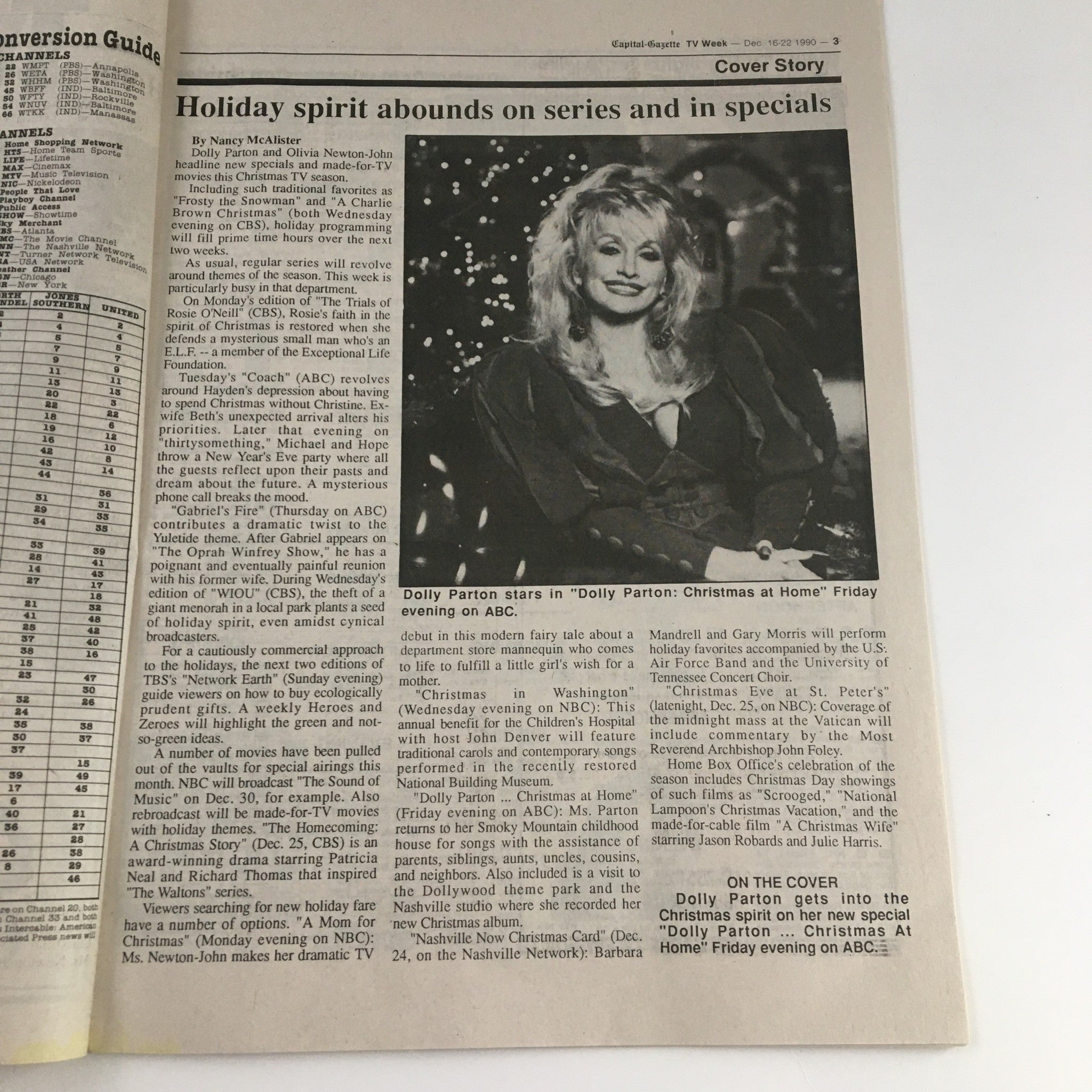 VTG The Capital TV Week December 1990 Dolly Parton Christmas at Home No Label