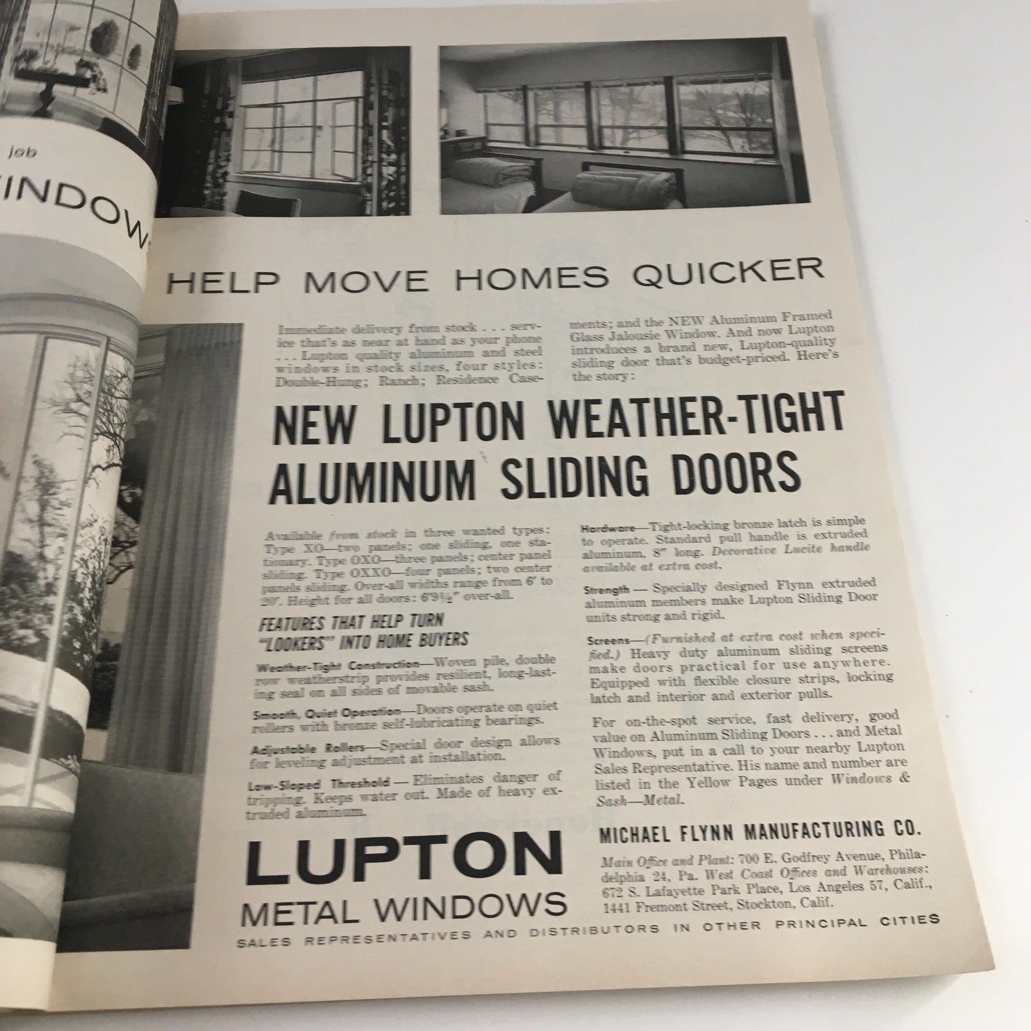Page from House & Home Magazine March 1957 presenting an ad for Lupton Metal Windows, describing their features and advantages.