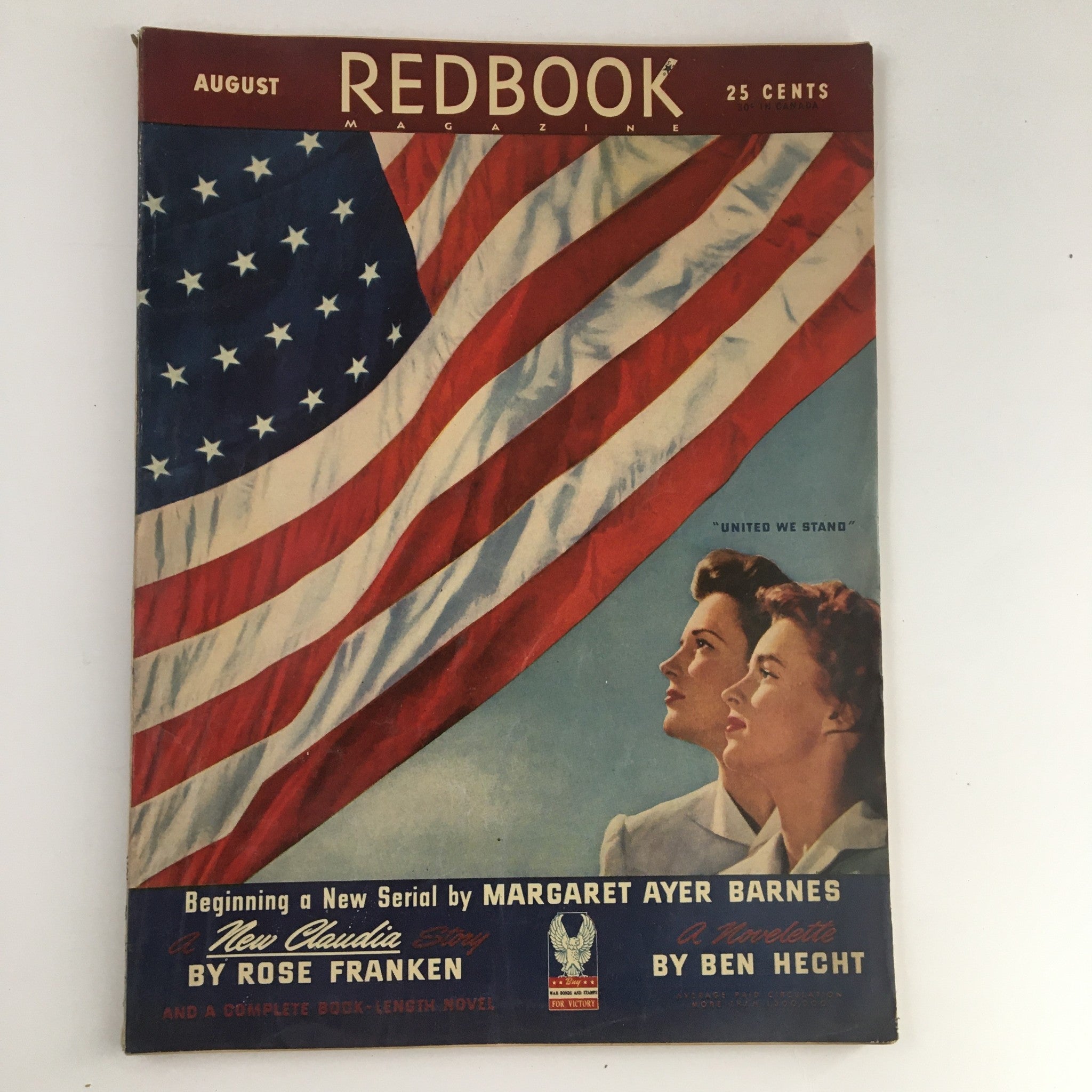 VTG Redbook Magazine August 1942 The United We Stand Cover No Label