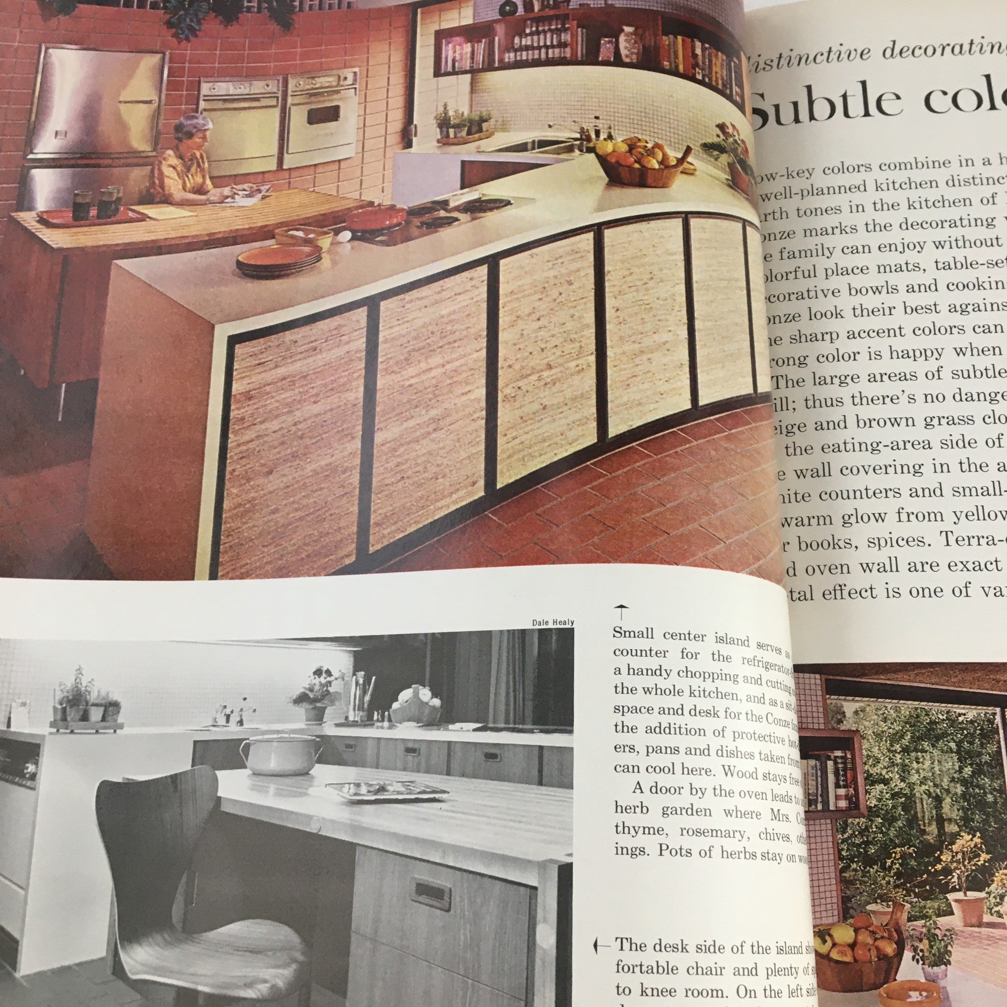 Better Homes & Gardens Magazine Kitchen Ideas 1963 - A stylish mid-century kitchen with a large island and modern appliances, showcasing the design trends of the early 1960s.