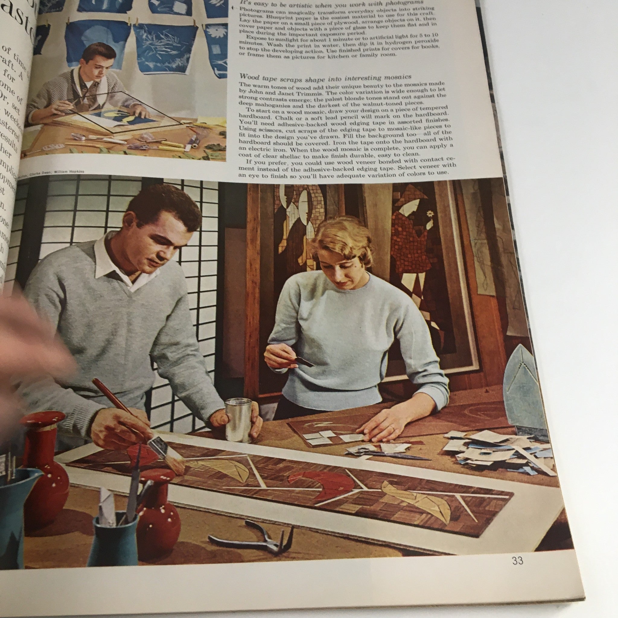 Better Homes & Gardens Magazine Kitchen Ideas 1963 - A couple engaged in artistic activities within the home, providing a glimpse of 1960s home life and creative pursuits.