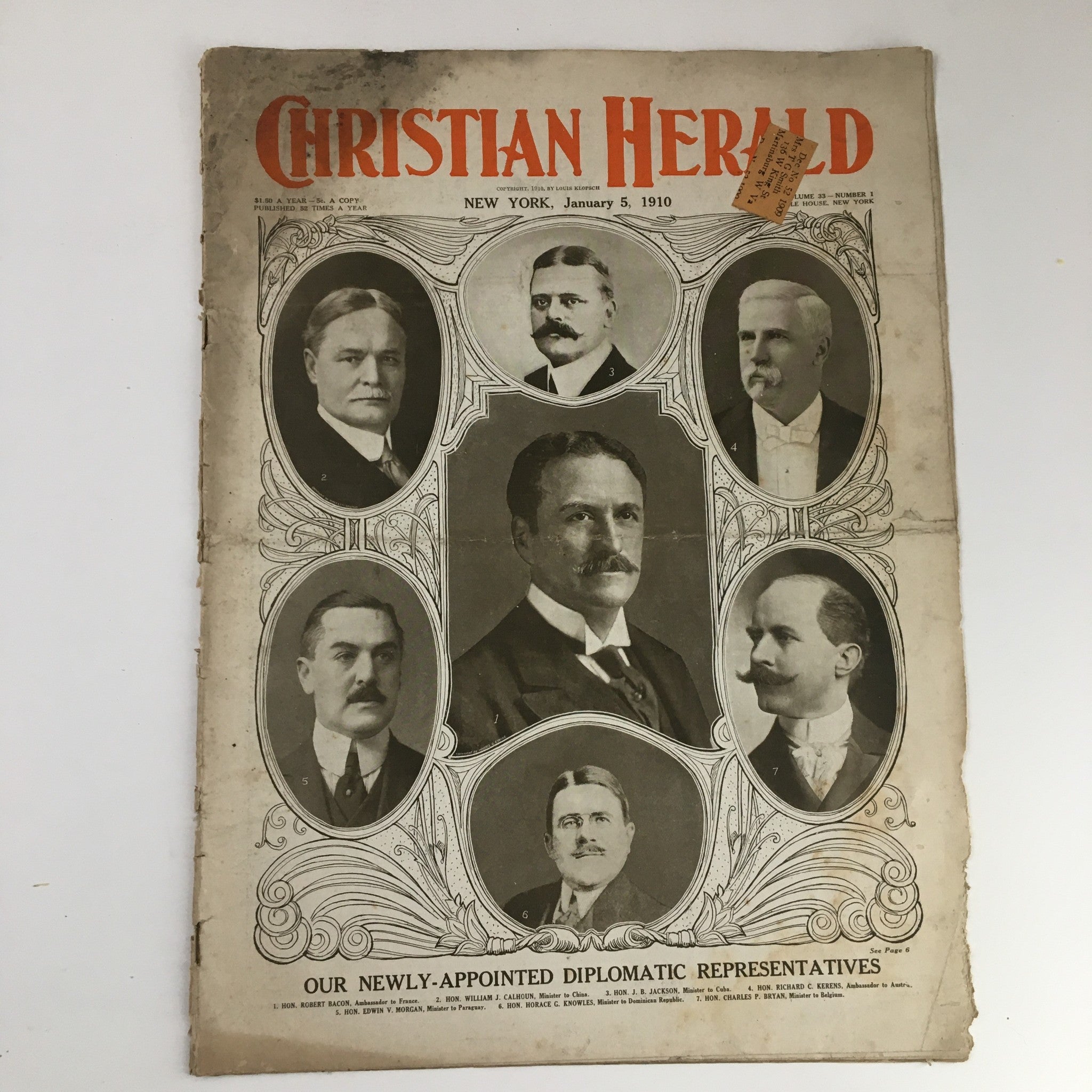 Christian Herald Magazine January 5 1910 Appointed Diplomatic Representatives