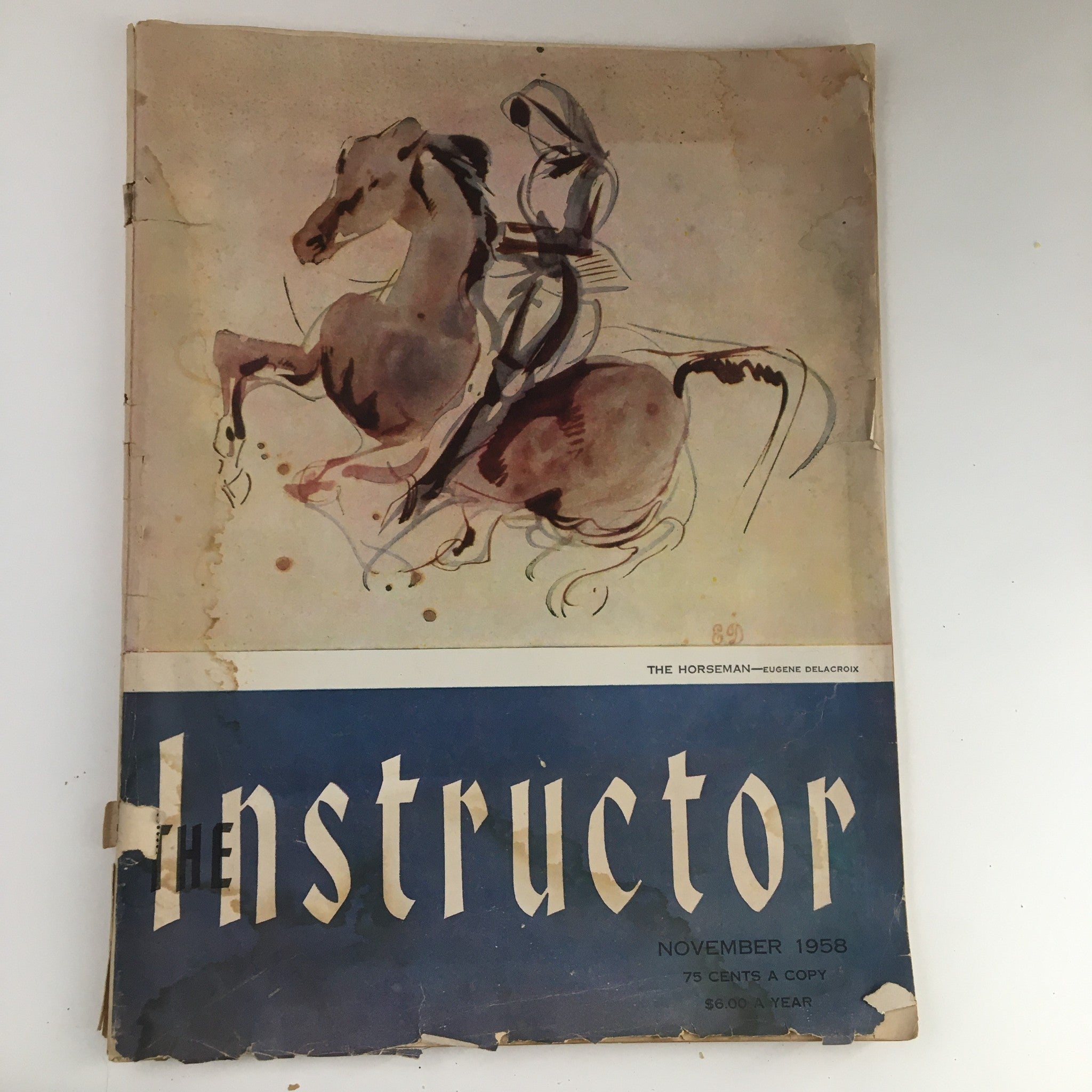 The Instructor Magazine November 1958 The Horseman by Eugene Delacroix No Label