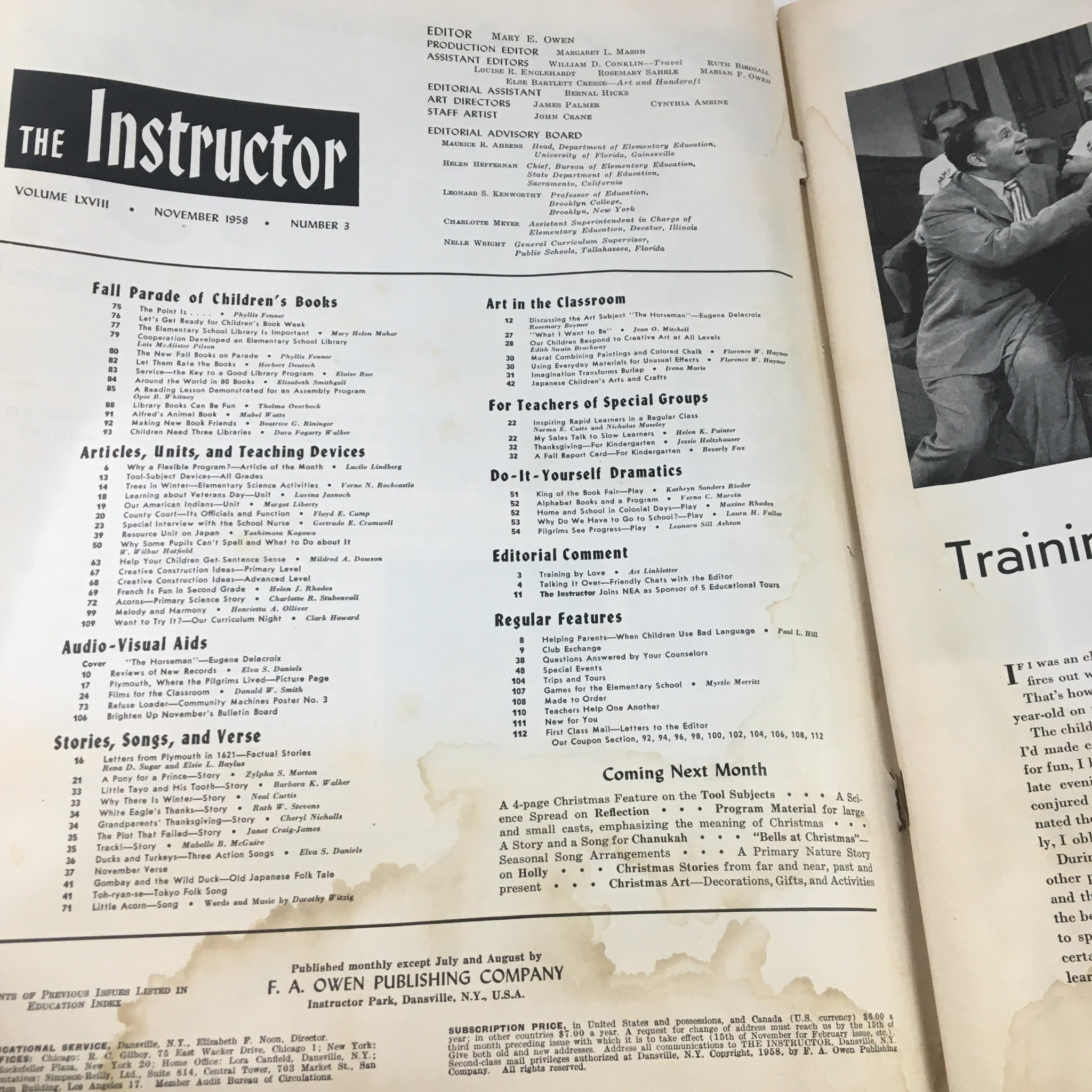 The Instructor Magazine November 1958 The Horseman by Eugene Delacroix No Label