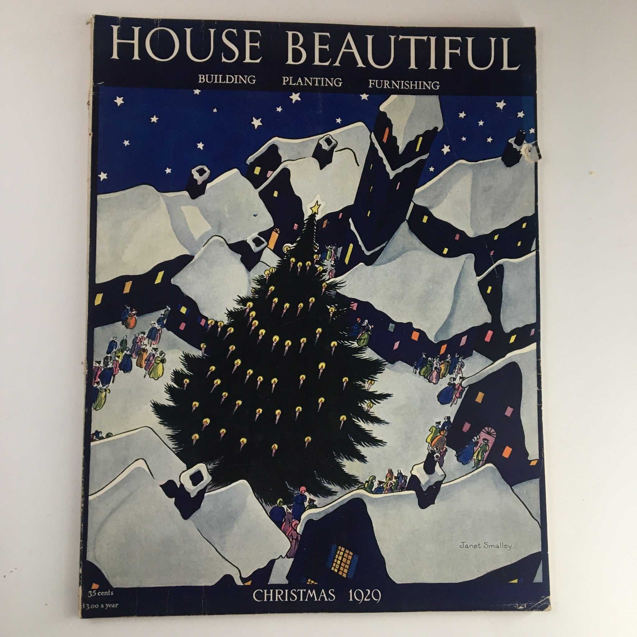 House Beautiful Magazine December 1929 Theme Cover by Janet Smalley No Label